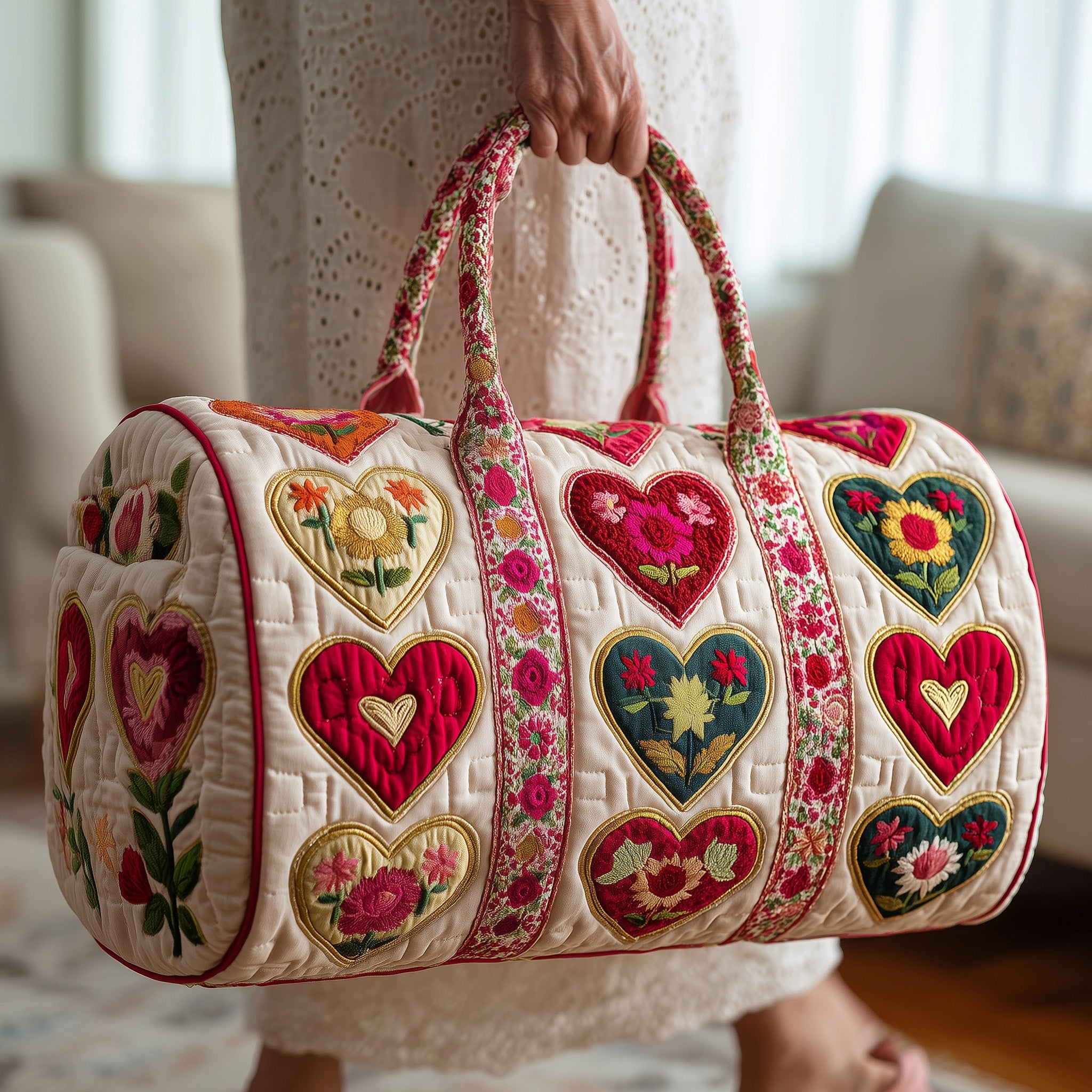 Rustic Heart Quilted Duffle Bag Gift For Dad