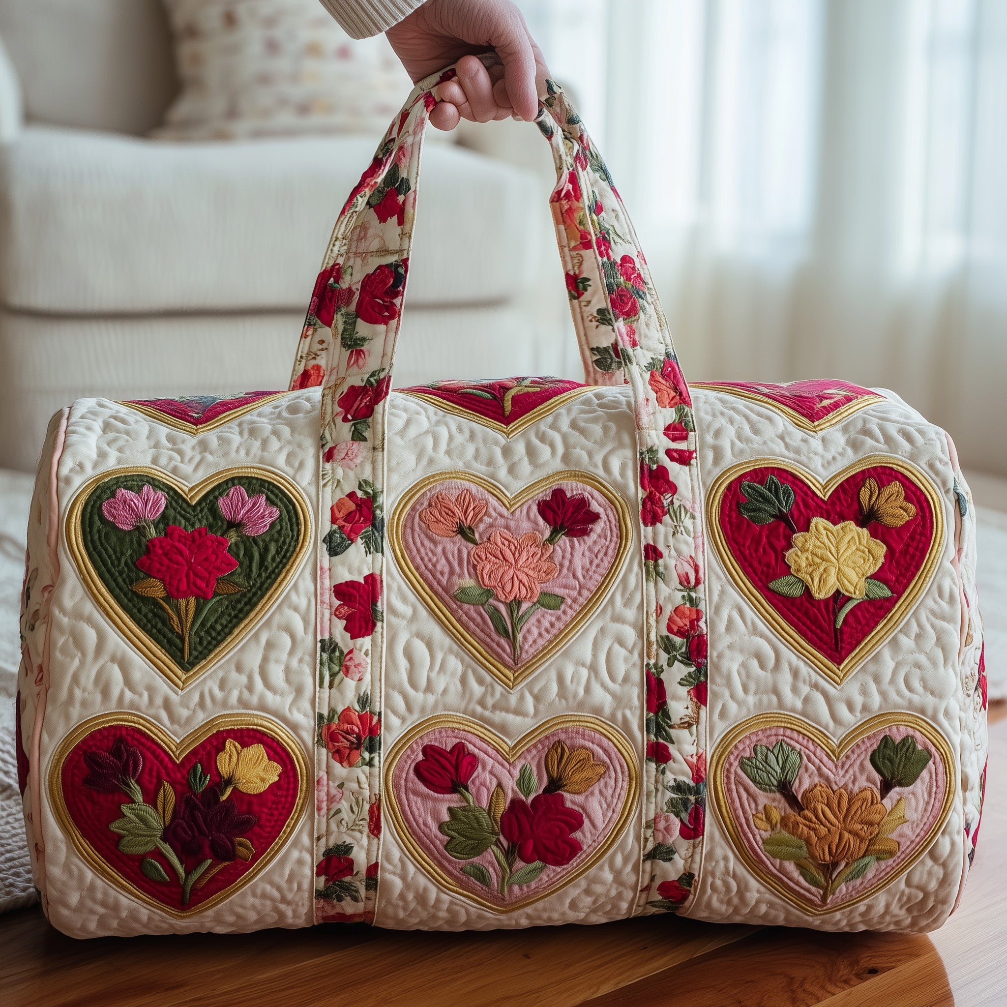 Rustic Heart Quilted Duffle Bag Gift For Friends