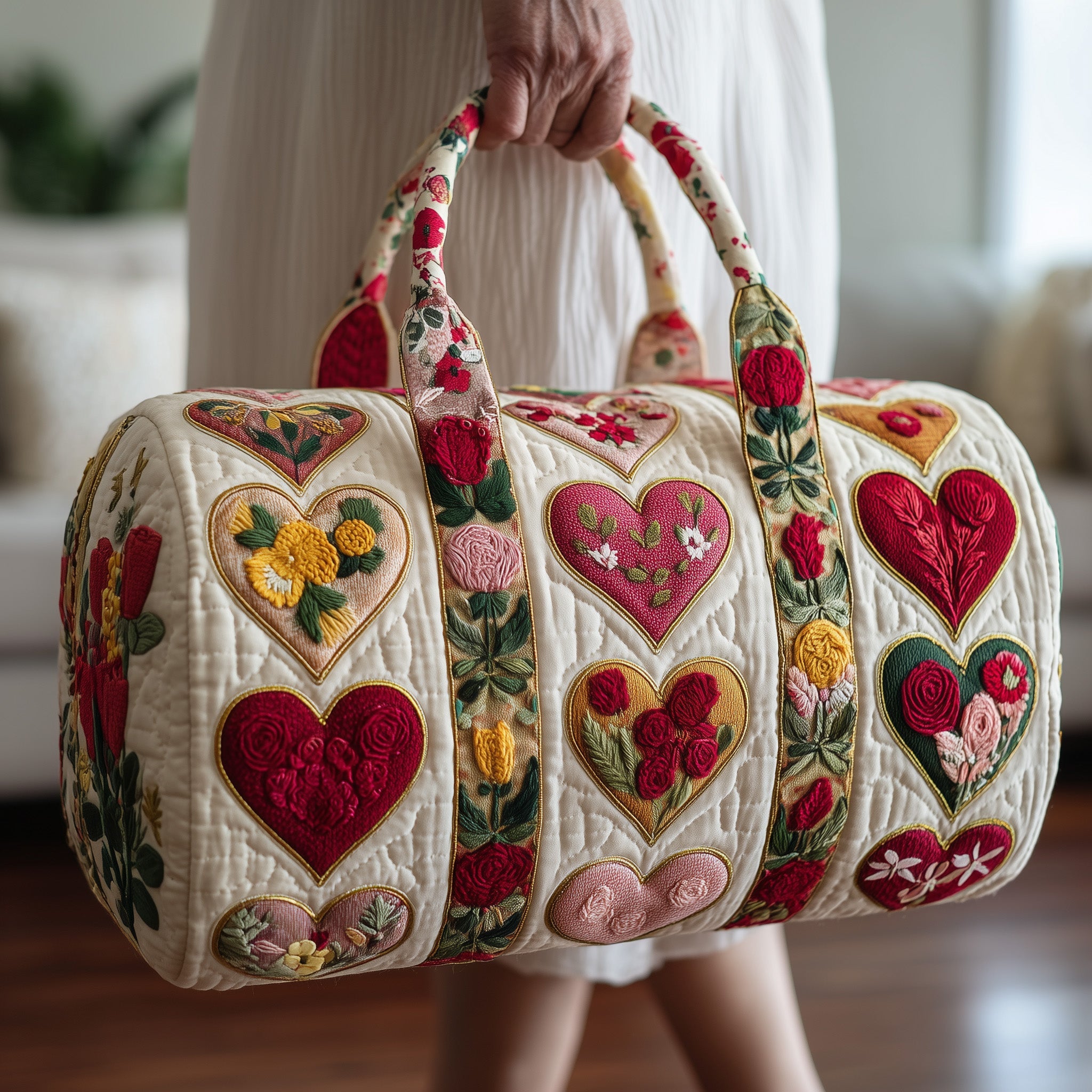 Rustic Heart Quilted Duffle Bag Gift For Kids