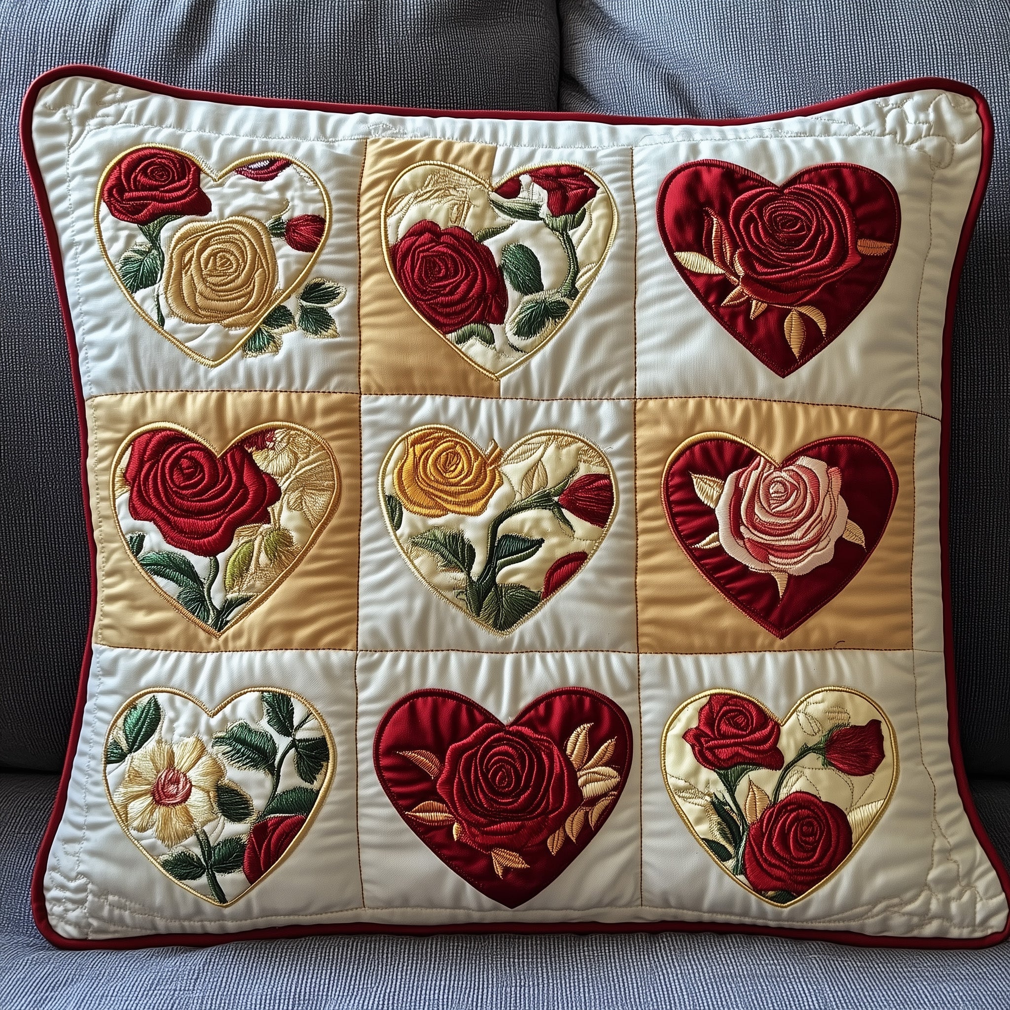 Rustic Heart Quilted Pillow Case Square Pillow Cushion CoverChristmas Gifts To Get Your Brother