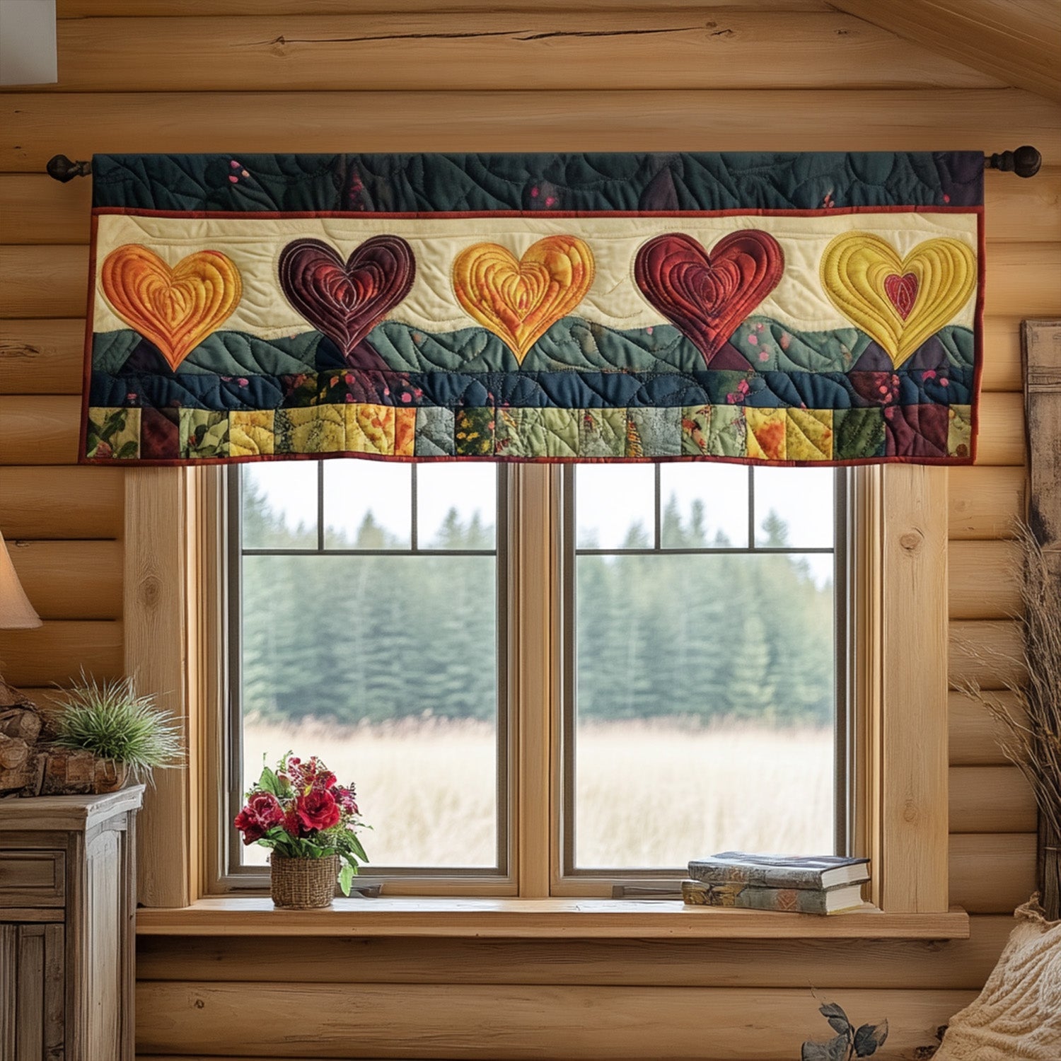Rustic Heartbeat Quilted Valance Valances For Living Room Holiday Gifts For Grandma