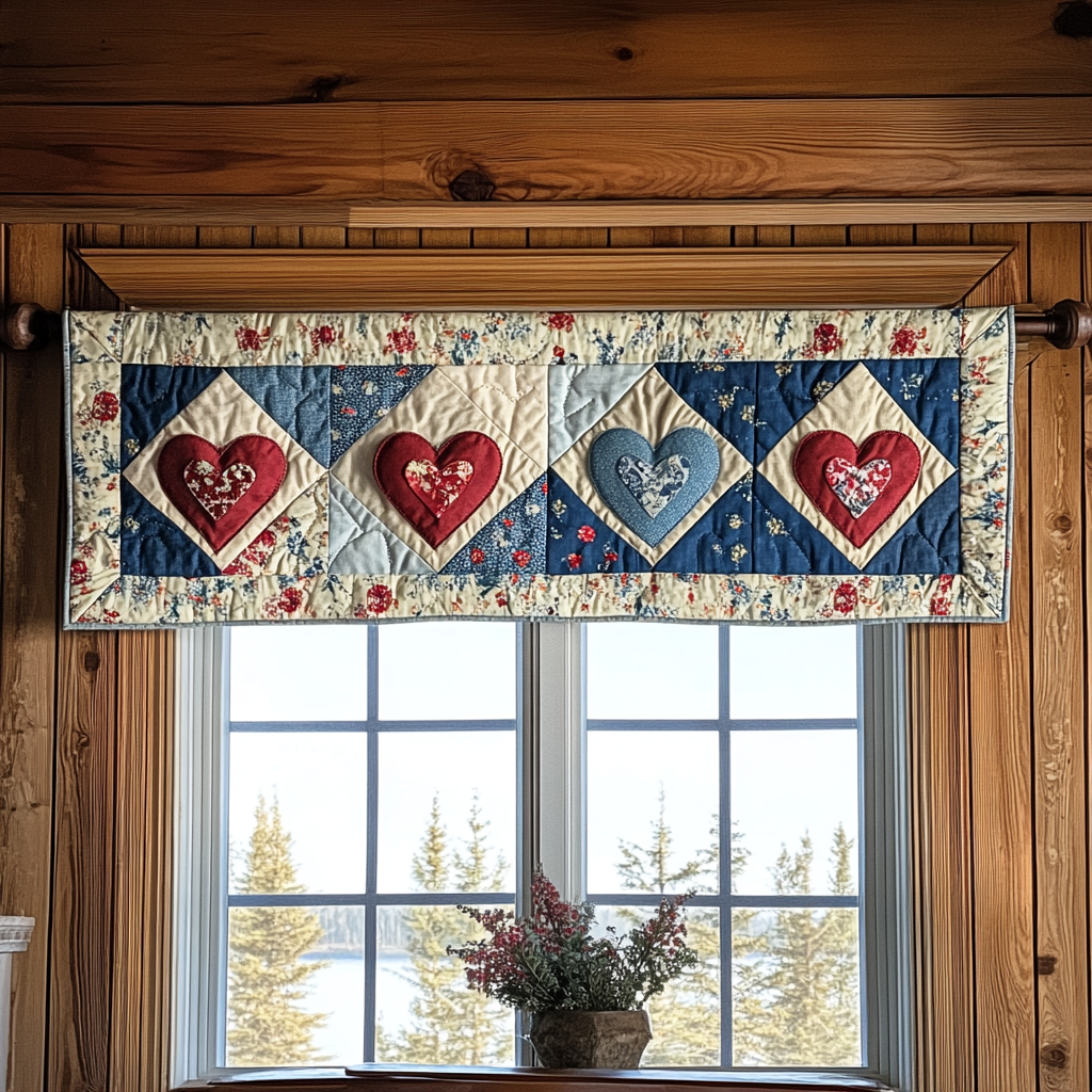 Rustic Hearts Quilted Valance Rustic Window Topper Valance Christmas Presents For Mum