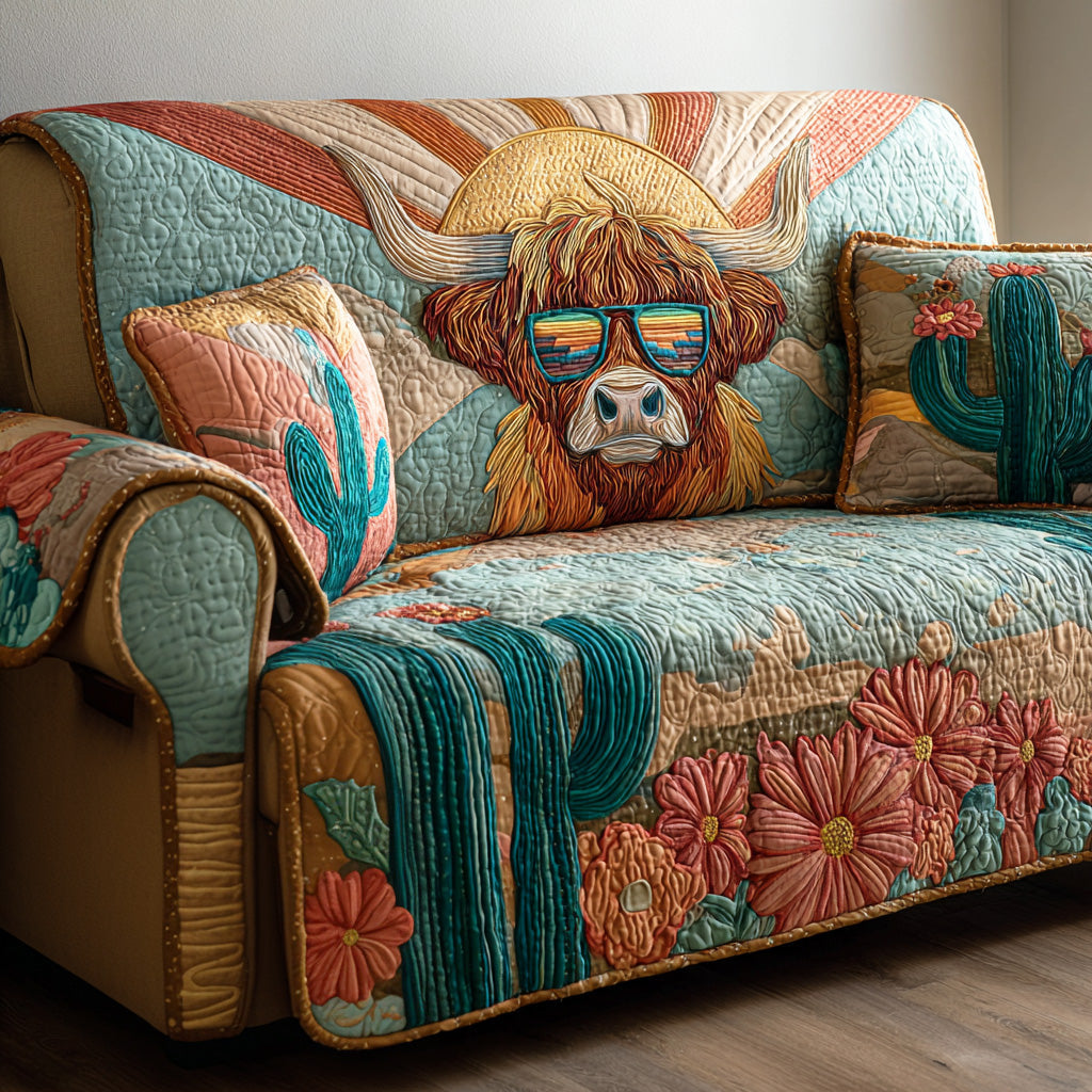 Rustic Herd Quilted Sofa Cover Seat Covers For Couches Cowboy Gifts For Him