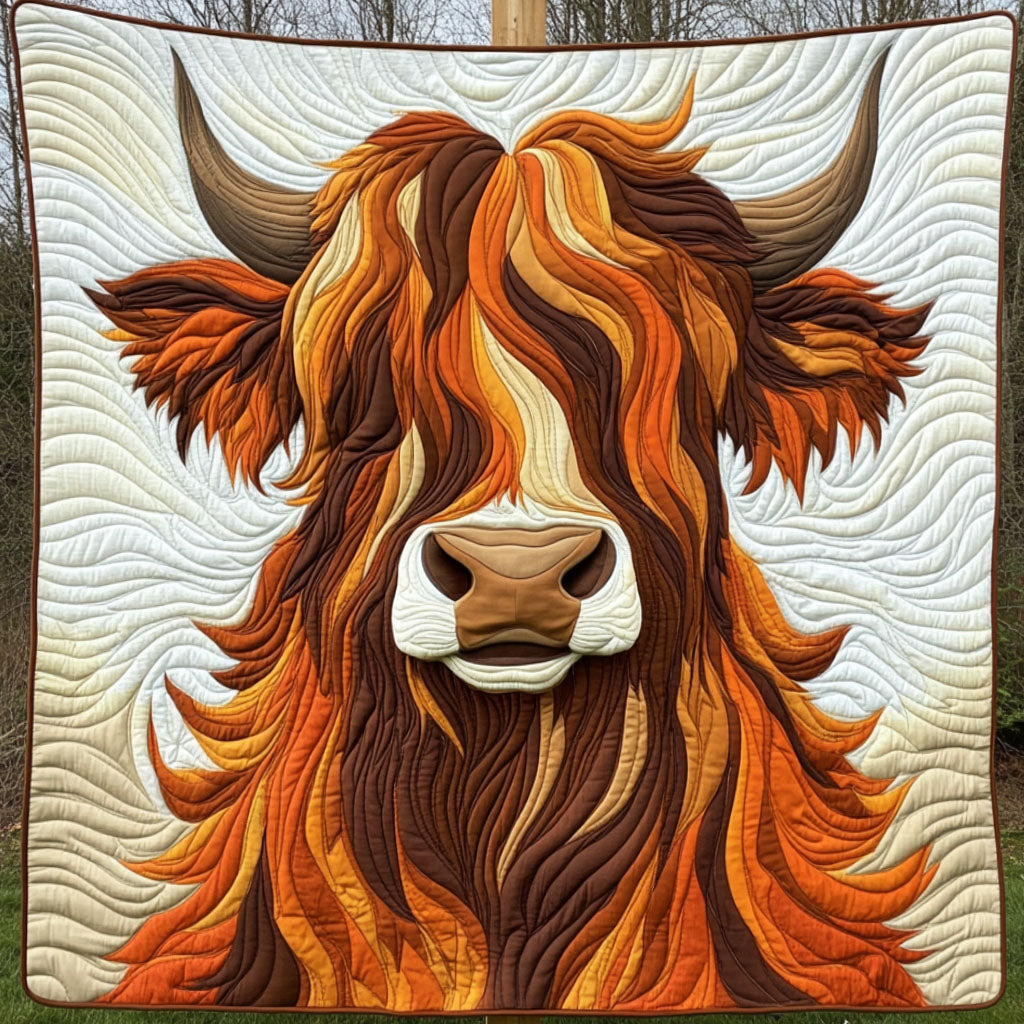 Rustic Highland Charm Quilted Blanket Best Throw Blanket Highland Cow Gift Ideas