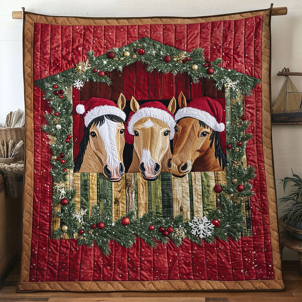Rustic Horse Christmas Quilt Thoughtful Quilt Blanket Gift for Loved Ones