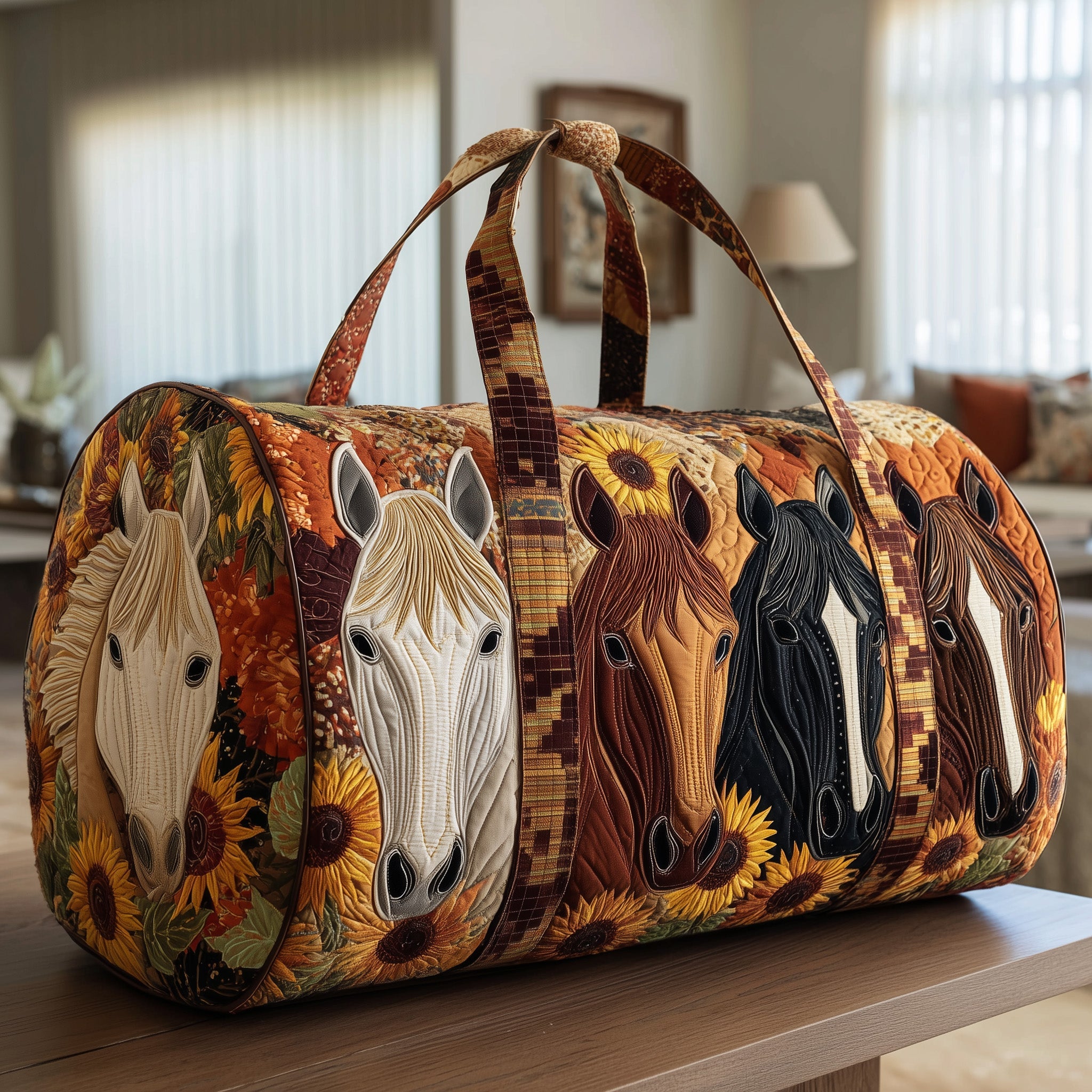 Rustic Horse Quilted Duffle Bag Travel Friendly Design