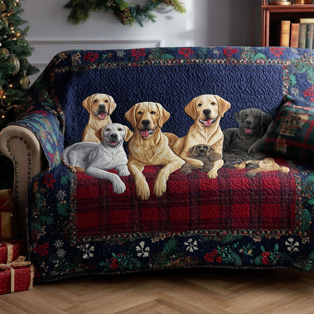 Rustic Lab Love Quilted Sofa Cover Holiday Couch Covers Xmas Gifts For Dog Owners