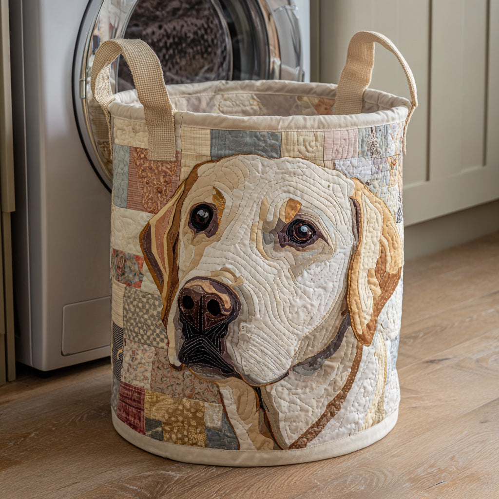 Rustic Labrador Quilted Laundry Basket Beautiful Quilted Laundry Hamper Gift for Any Occasion