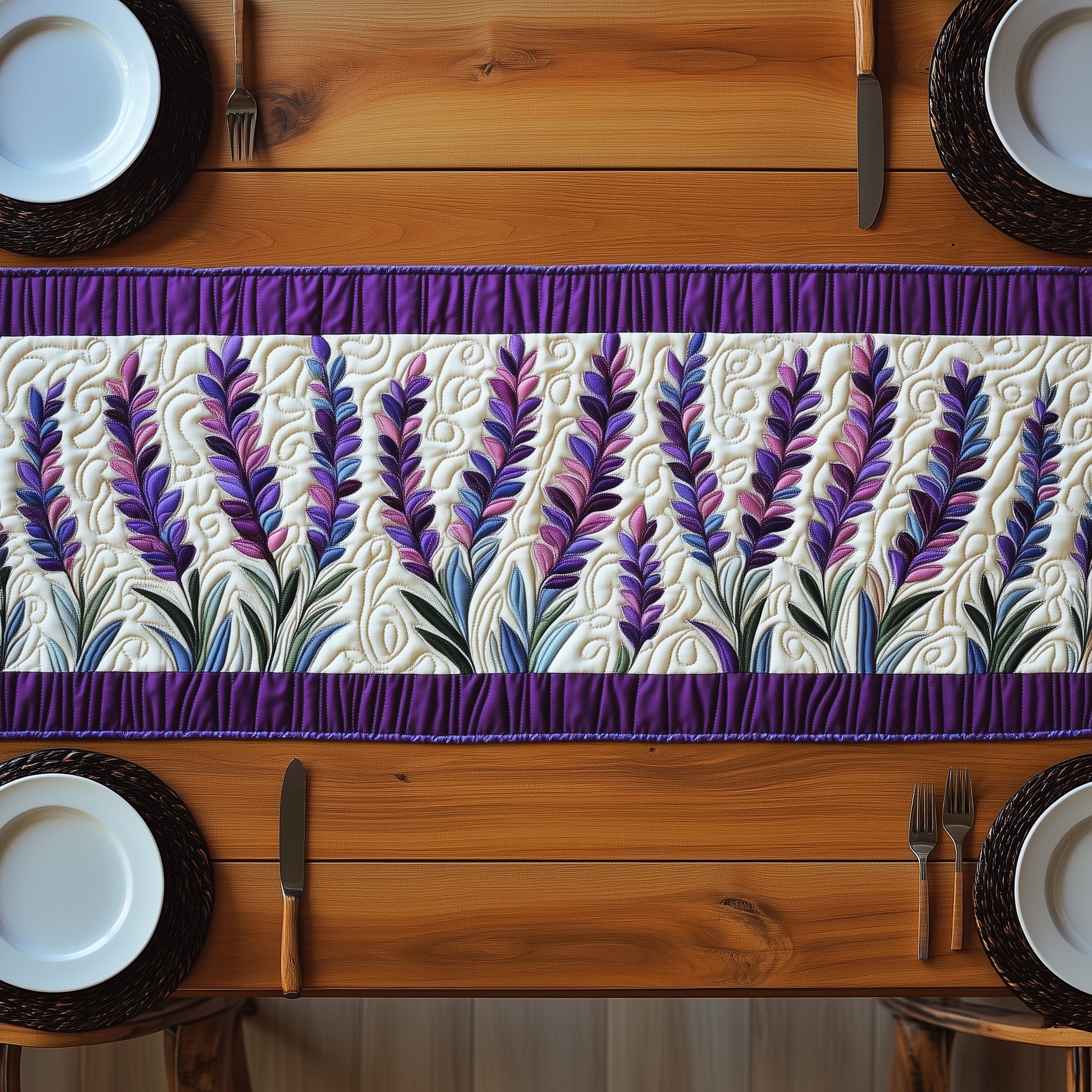 Rustic Lavender Lane Quilted Table Runner Seasonal Table Runner for Holidays