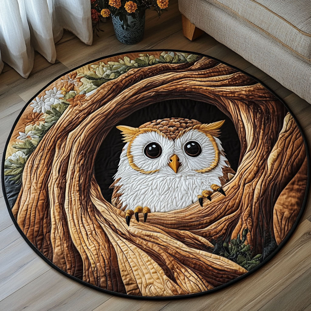 Rustic Night Watcher Quilted Round Mat Entryway Rug Ideas Owl Gifts For Men