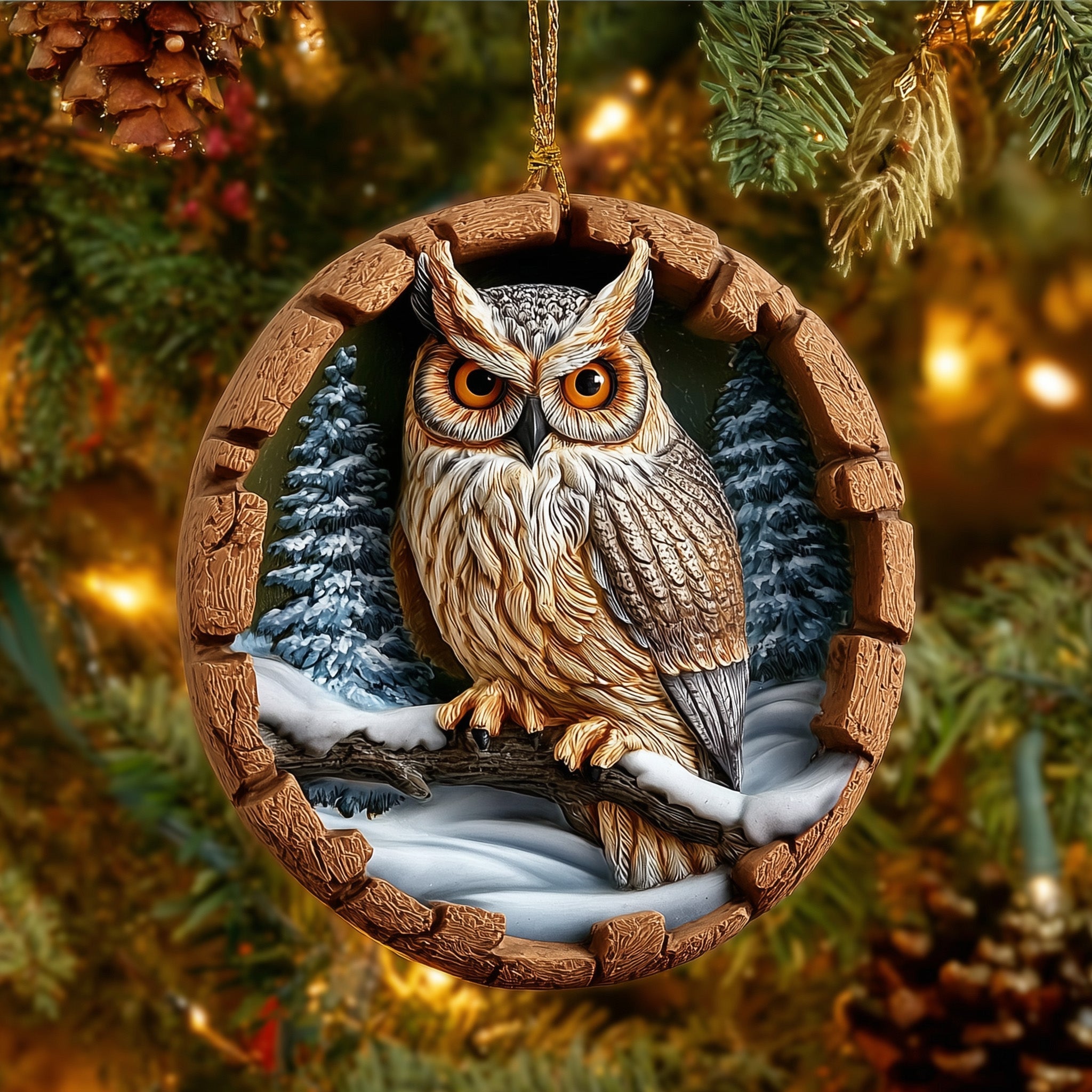 Rustic Owl Acrylic Ornament Christmas Ornament Decoration