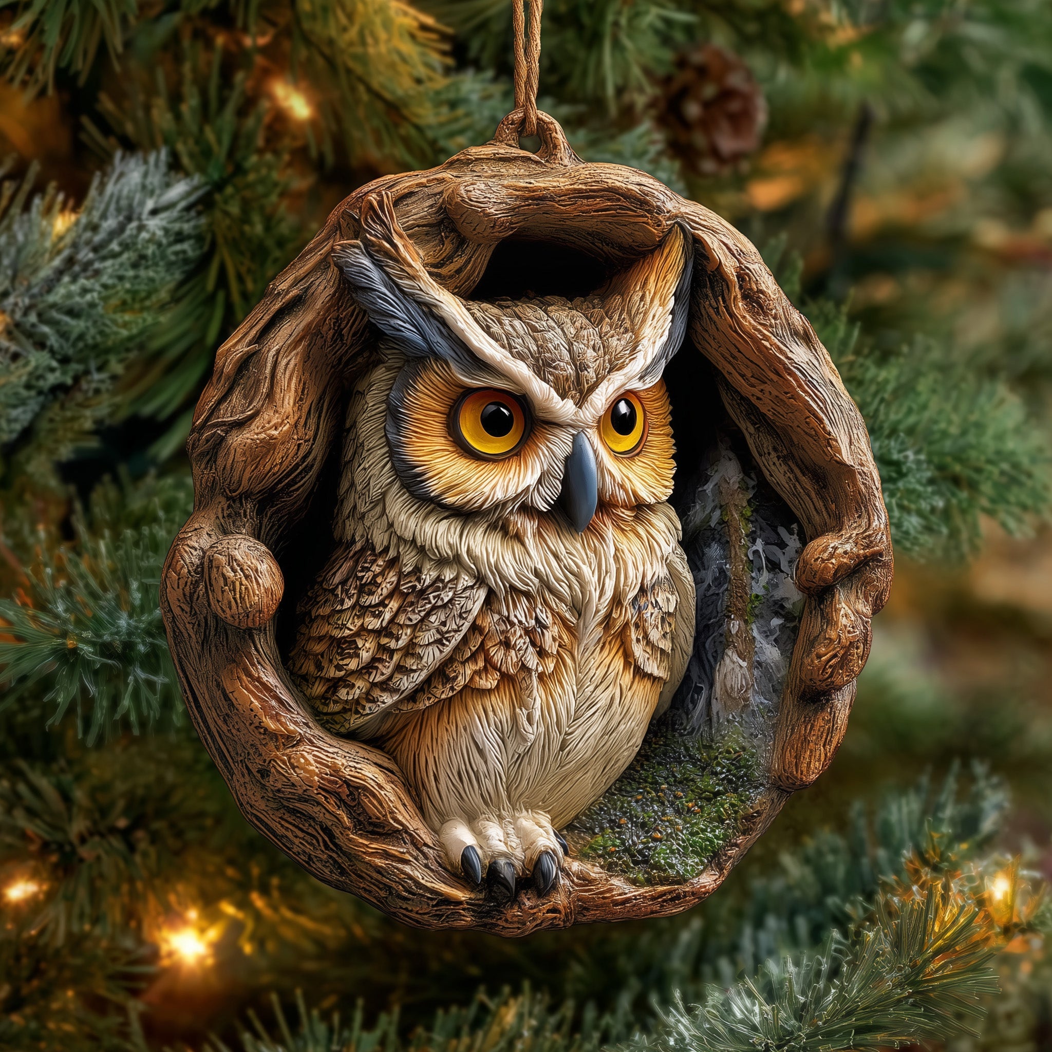 Rustic Owl Acrylic Ornament Christmas Ornament for Friends