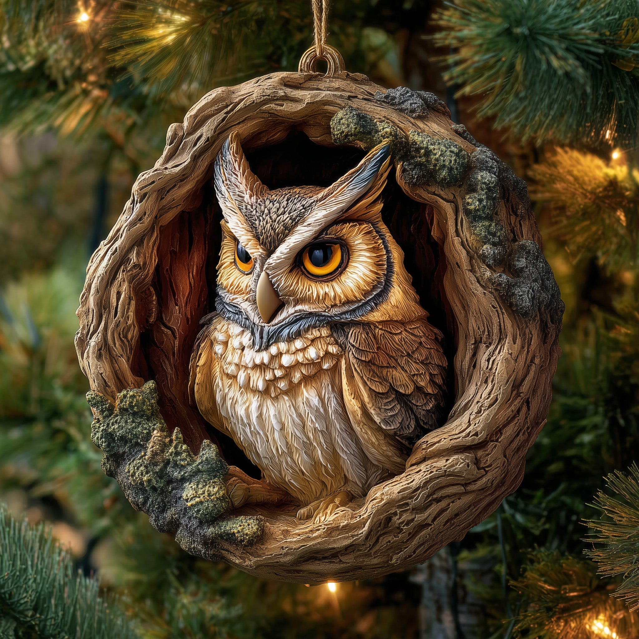 Rustic Owl Acrylic Ornament Family Christmas Ornament