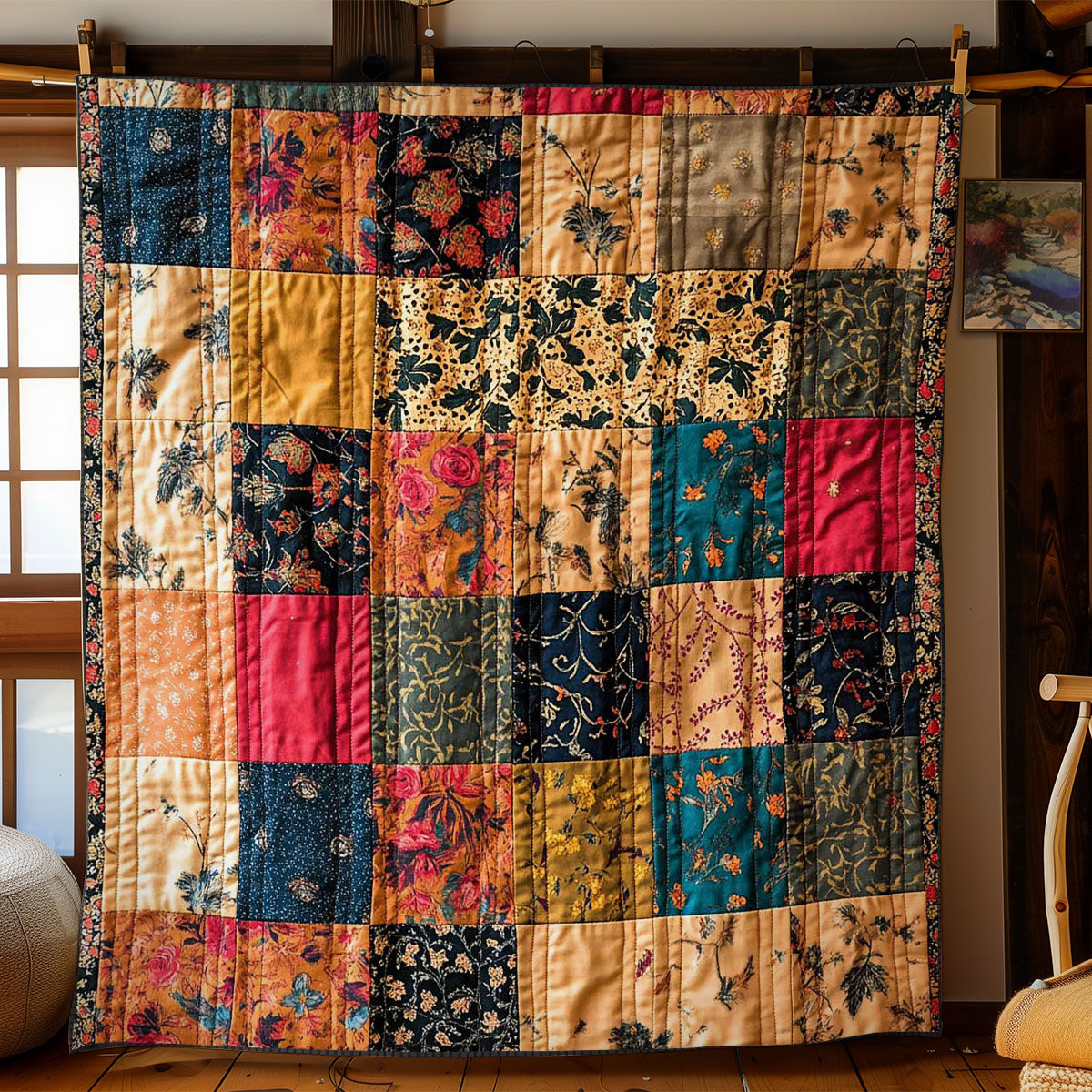 Rustic Patchwork Quilt Trendy Quilt Blanket for Modern Home Interiors