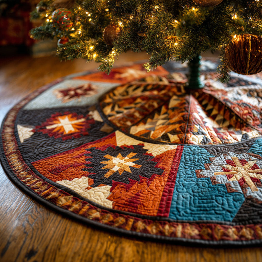 Rustic Patchwork Star Christmas Quilted Tree Skirt Lovely Christmas Gift Idea Quilted Tree Skirt