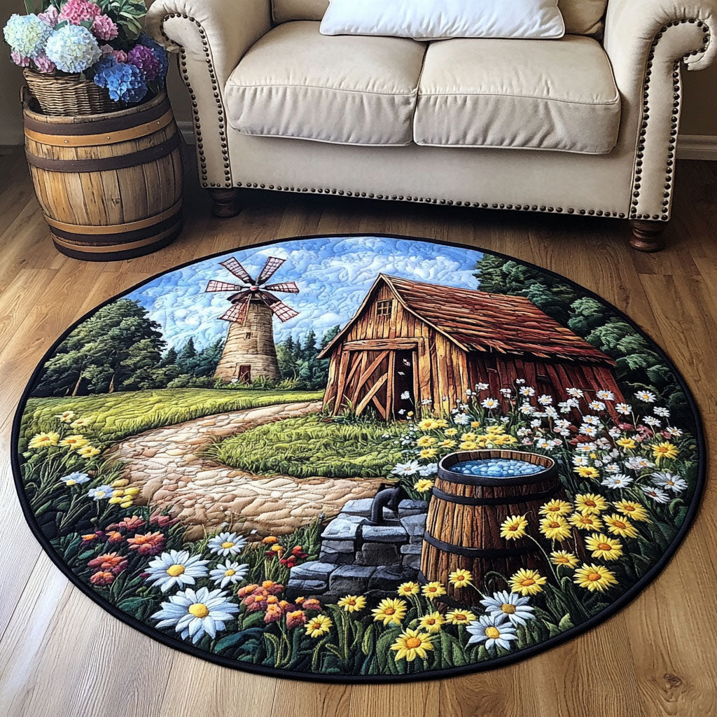 Rustic Path Quilted Round Mat Door Entrance Decor Gift Ideas For Farm Dad