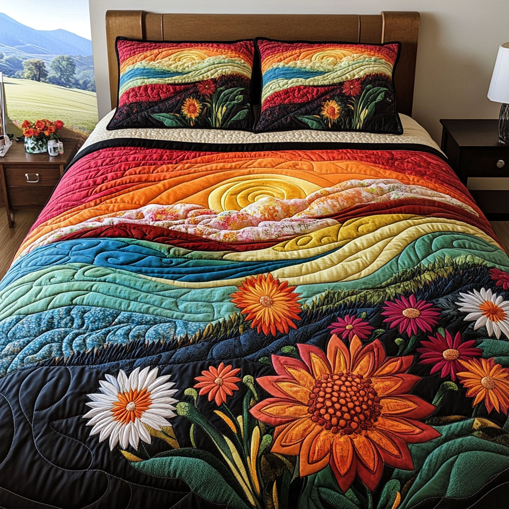 Rustic Pathways Quilted Bedding Set Cozy Bedroom Decor Autumn Gifts For Friends