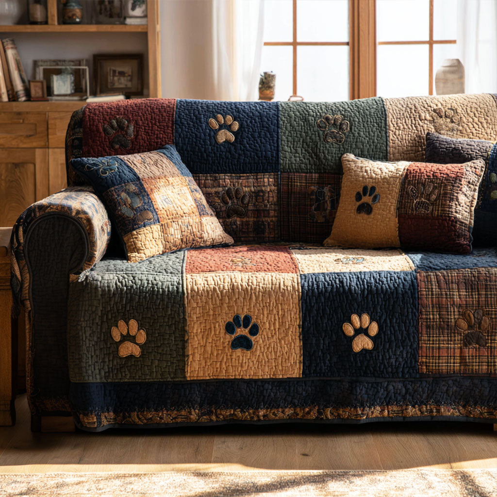 Rustic Paw Quilted Sofa Cover Holiday Living Christmas Decor Best Presents For Dog Lovers