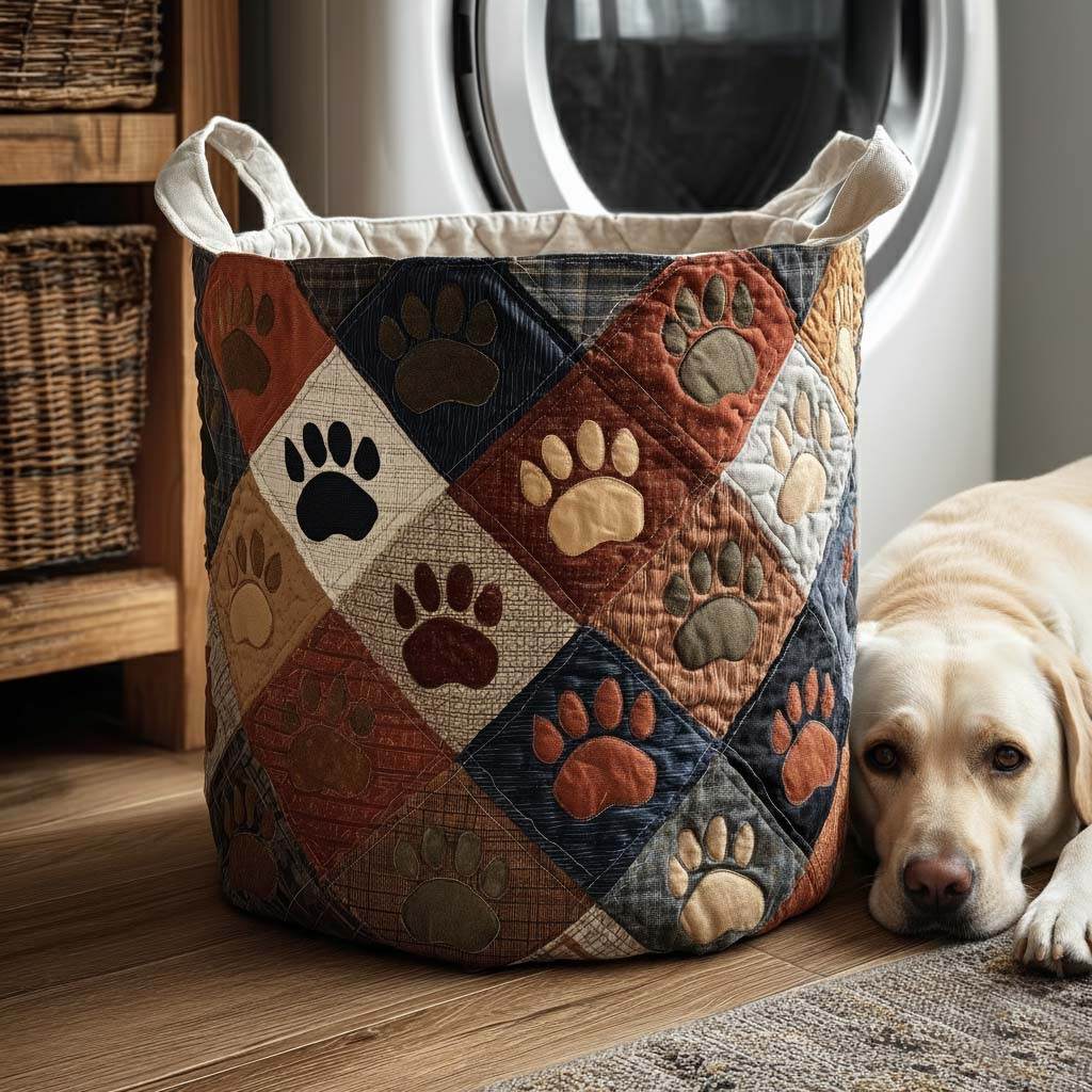 Rustic Paws Quilted Laundry Basket Laundry Room Decor Meaningful Gift Ideas