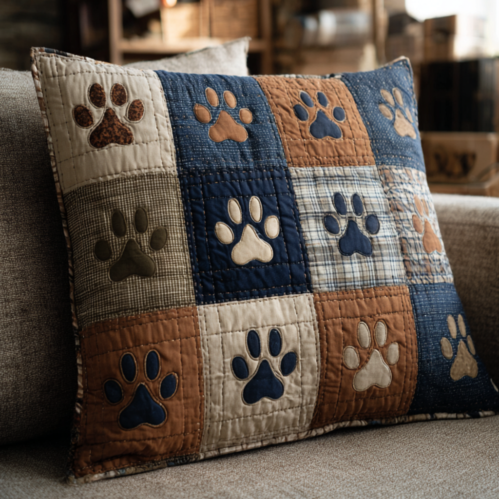 Rustic Paws Quilted Pillow Case Best Cool Pillow Cases Themed Cat Presents