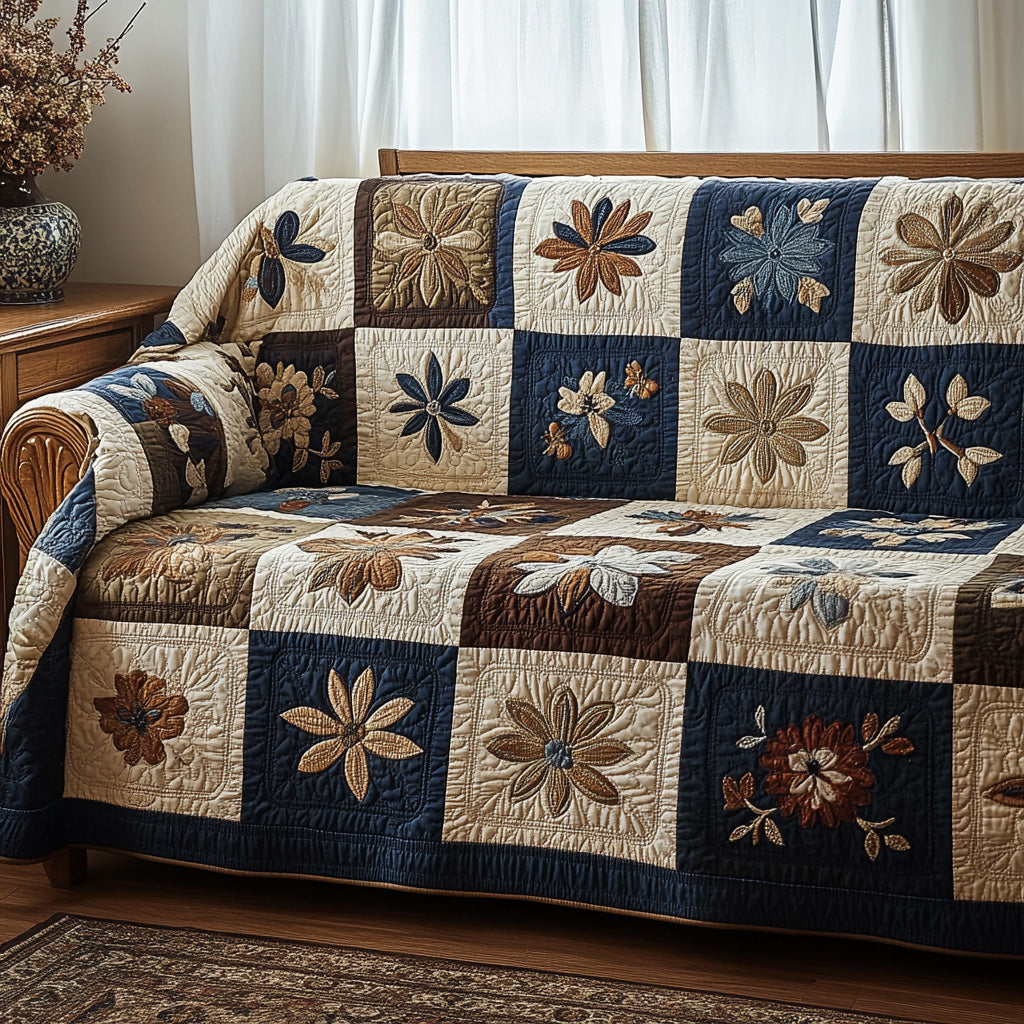 Rustic Petal Harmony Quilted Sofa Cover Seat Covers For Couches Best Gifts For Grandma