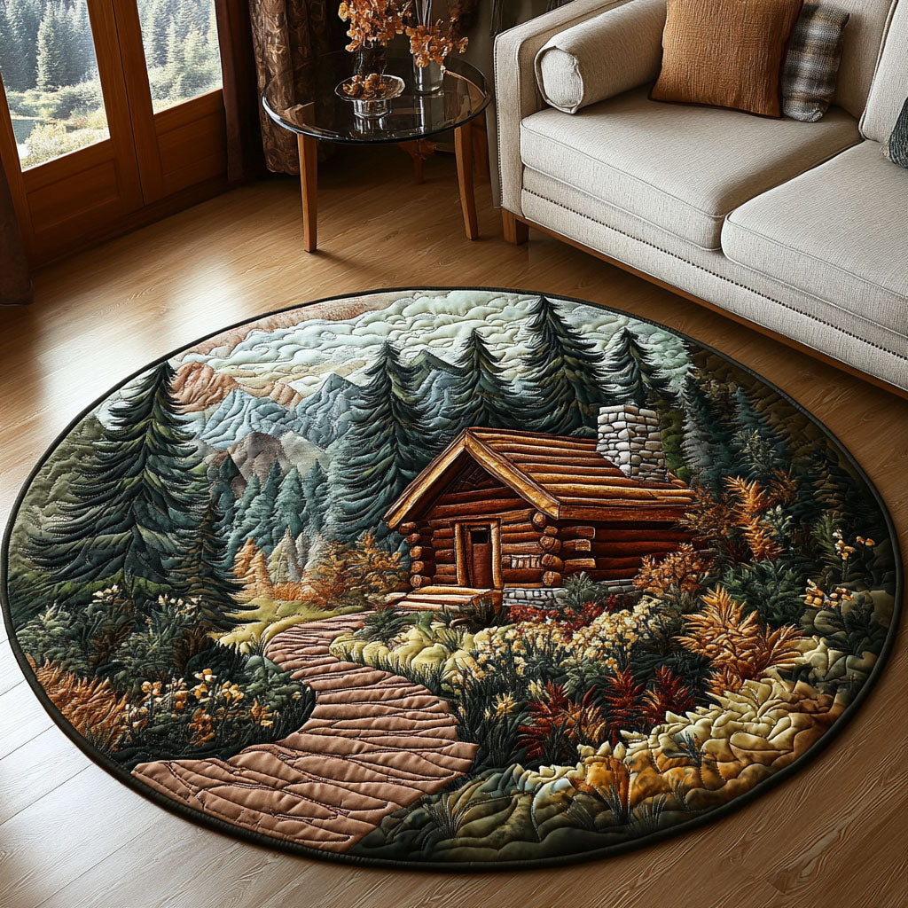Rustic Pines Lodge Quilted Round Mat Home Entrance Decor Ideas Bunny Gifts For Adults