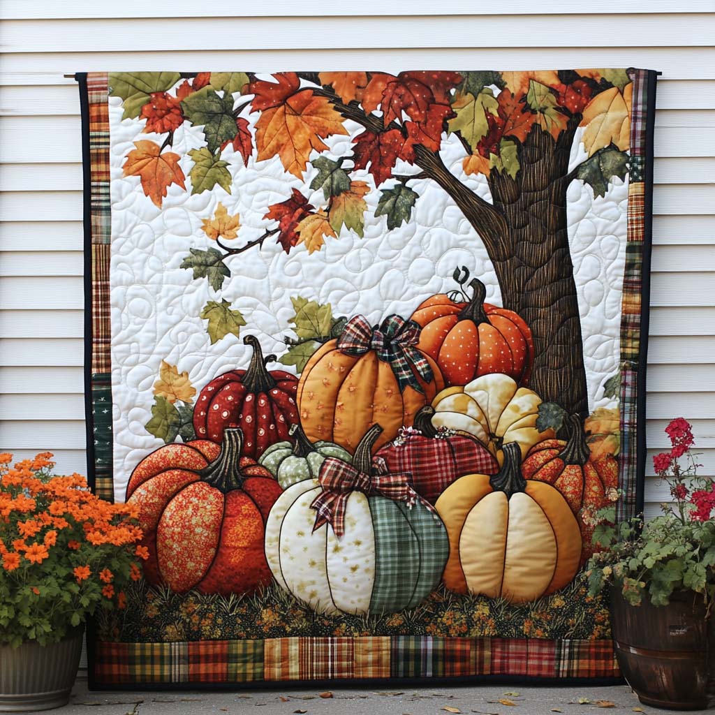 Rustic Pumpkin Lane Quilted Blanket Fall Theme Throw Blanket Sea Turtle Themed Gifts