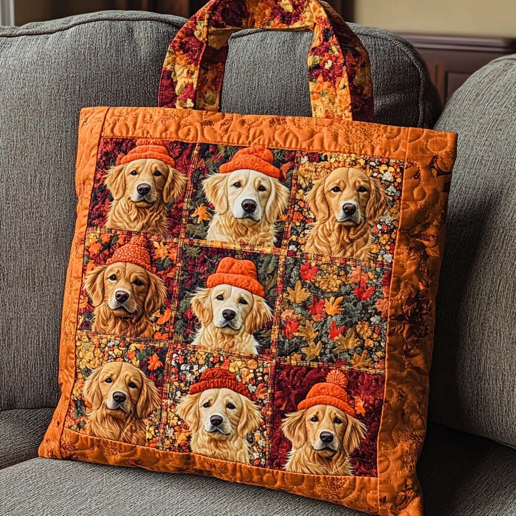 Rustic Pup Grid Quilted Tote Bag Doggy Presents For Christmas