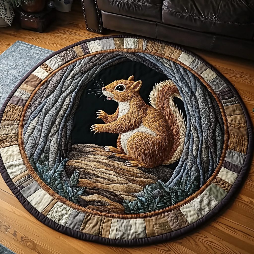 Rustic Quilted Round Mat Christmas Entry Way Decor Fall Autumn Season Gifts