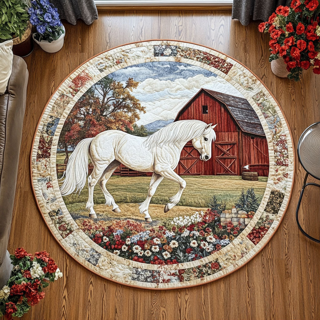 Rustic Quilted Round Mat Christmas Entryway Decor Gifts For Horse Back Riders