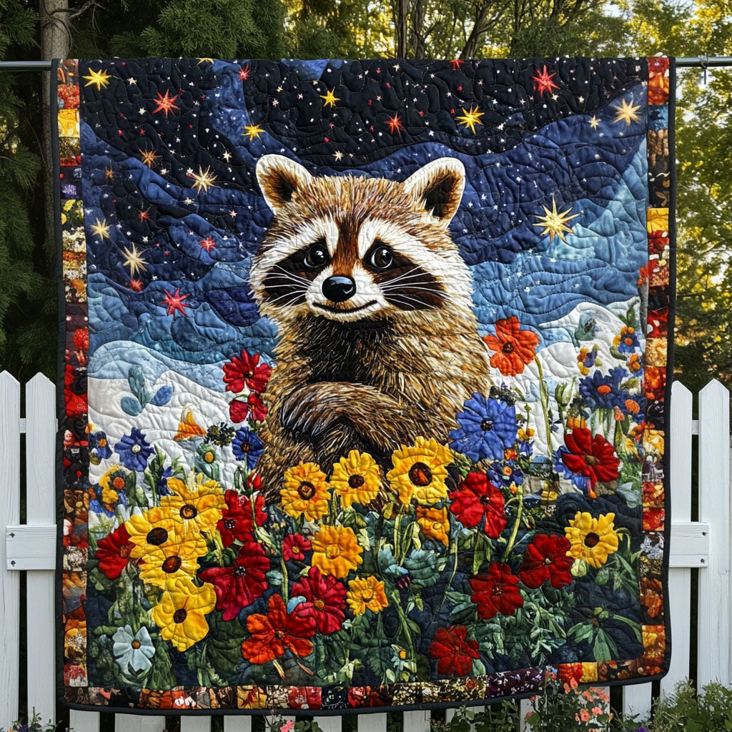 Rustic Raccoon Quilted Blanket Funny Raccoon Gifts For Friend
