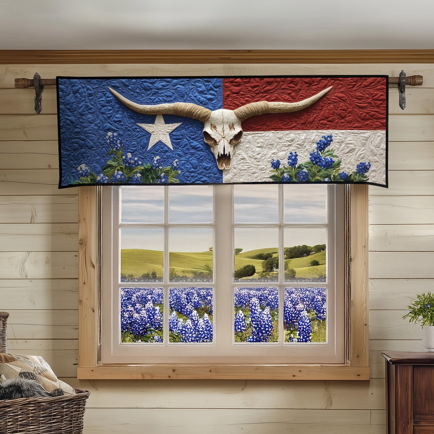 Rustic Ranch Quilted Valance Handmade Quilted Valance Patriotic Gift for Parents