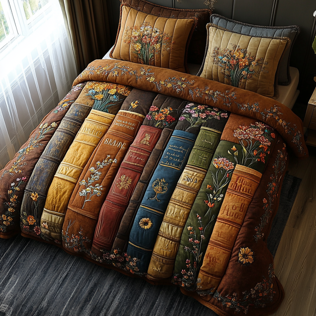 Rustic Reads Quilted Bedding Set Bed Decor Ideas Book Themed Birthday Gifts