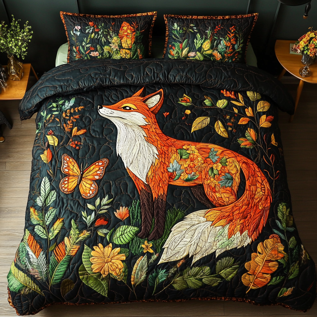 Rustic Red Fox Quilted Bedding Set Bedroom Decor Ideas Fox Gifts For Him Her