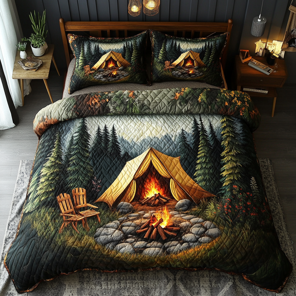 Rustic Retreat Quilted Bedding Set Bed Decorations Camping Themed Birthday Gifts