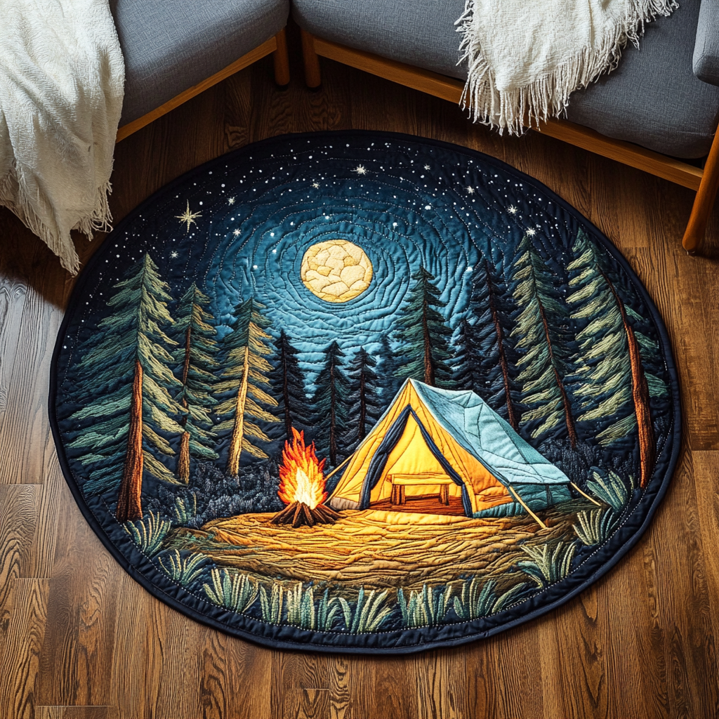 Rustic Retreat Quilted Round Mat Outdoor Entryway Decor Christmas Presents For Sister In Law