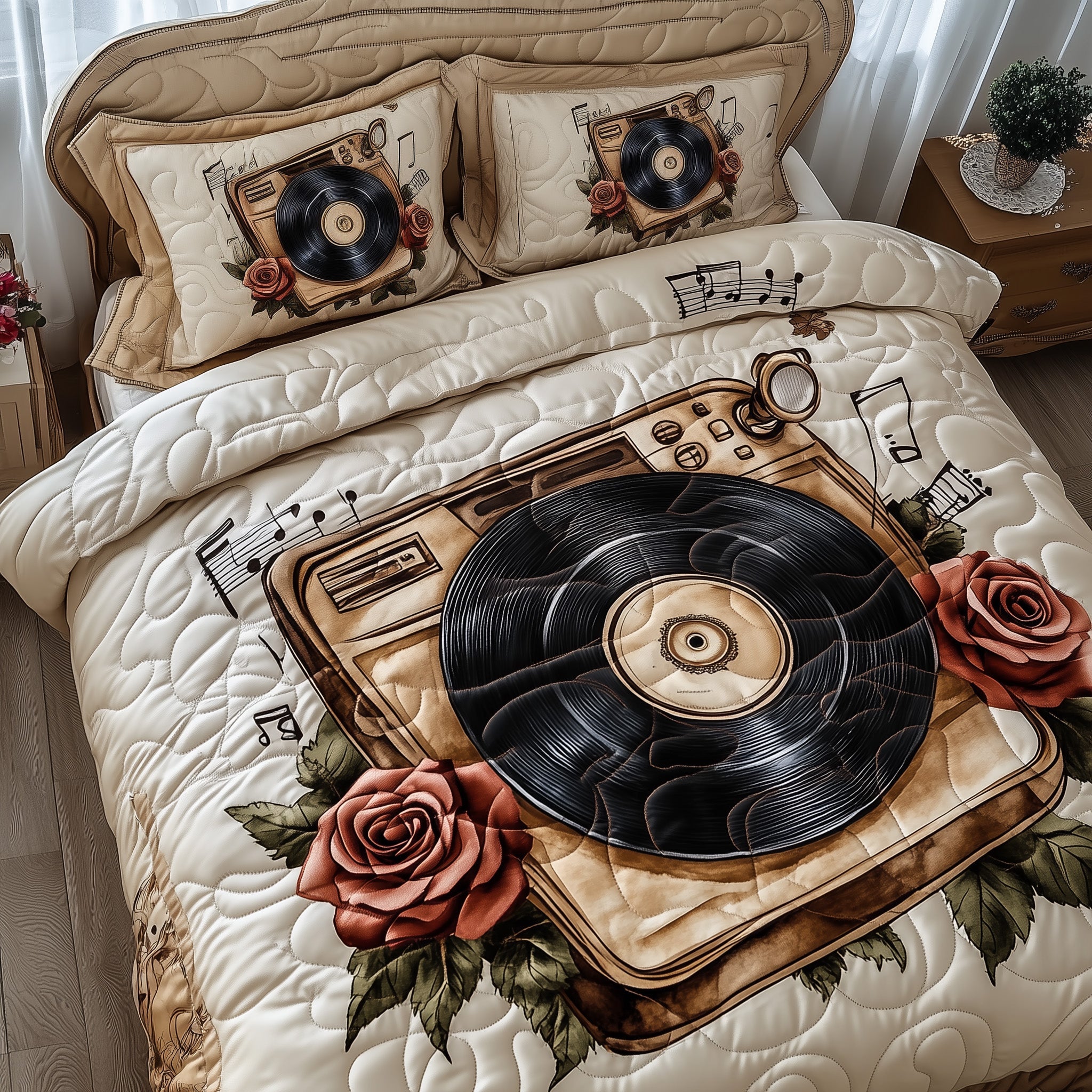 Rustic Rhythm Quilted Bedding Set Duvet Cover Merchandise House Warming Gifts For Women