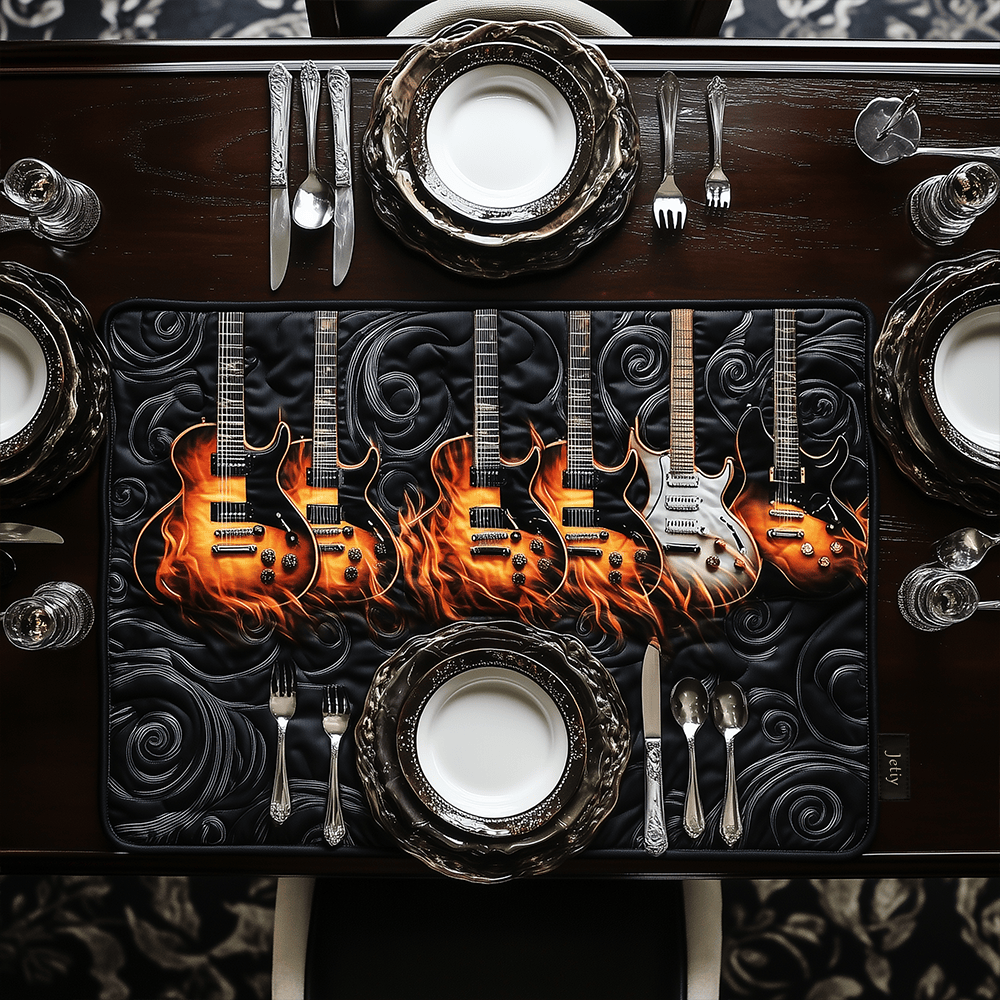 Rustic Rhythm Quilted Place Mat Dining Wipeable Table Mat Christmas Presents For Guitar Players