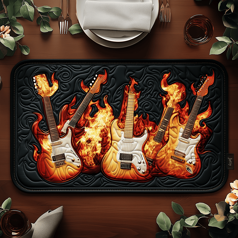 Rustic Rhythm Quilted Place Mat Fabric Holiday Placemat Christmas Gifts For Guitar Lovers