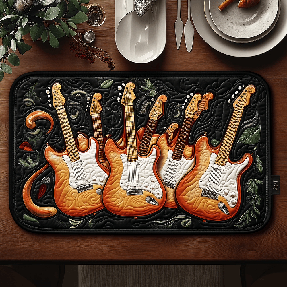 Rustic Rhythm Quilted Place Mat Modern Dining Placemat Guitar Christmas Gift Ideas