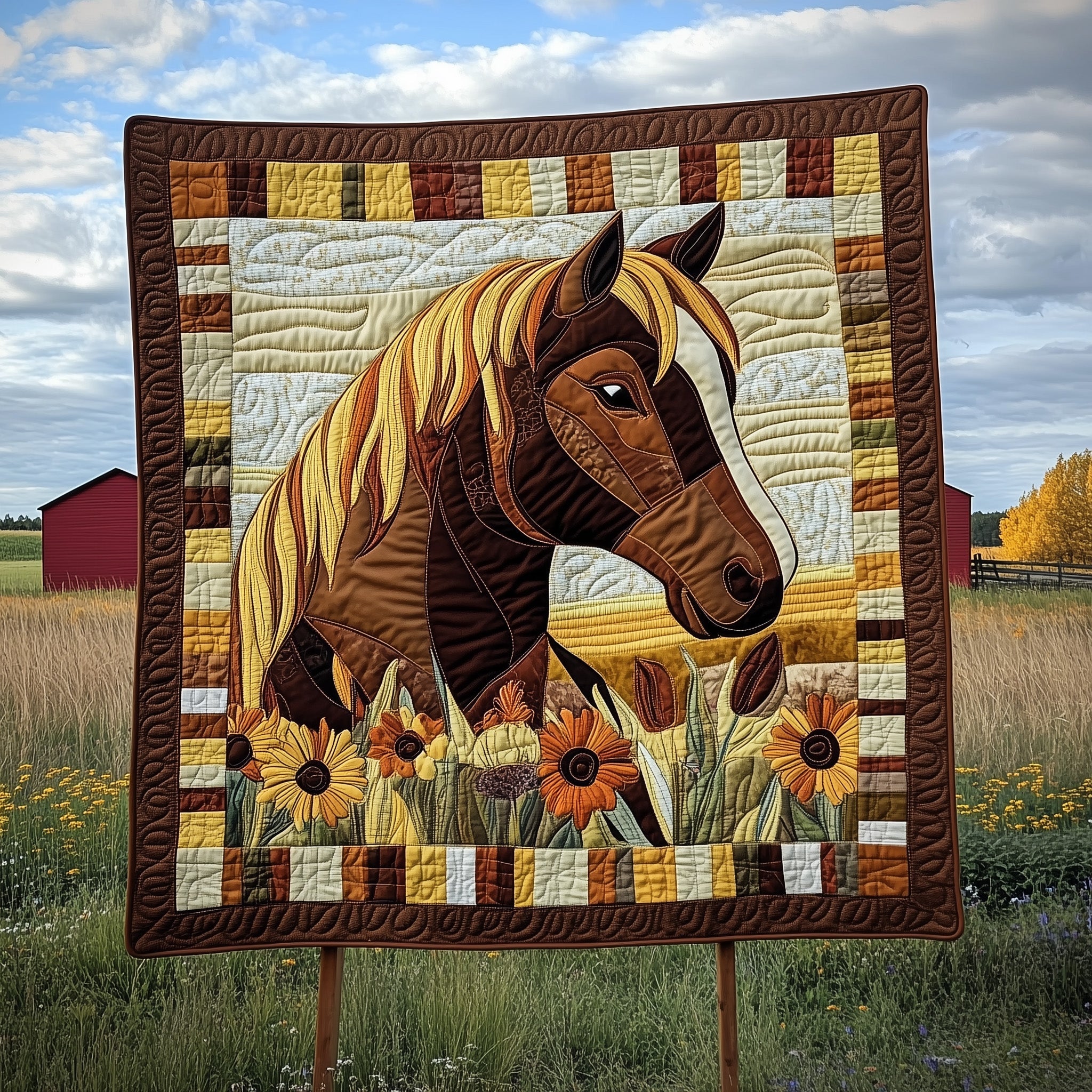 Rustic Rider Quilted Blanket Festive Holiday Quilt Blanket Decor