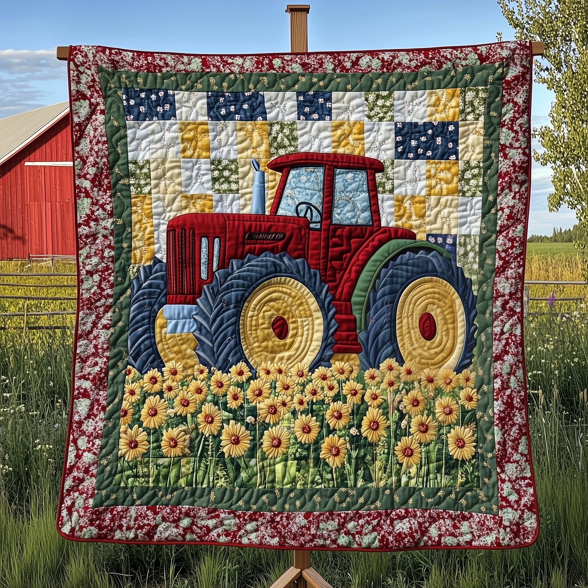 Rustic Rides Quilted Blanket Holiday Season Quilted Throw Blanket