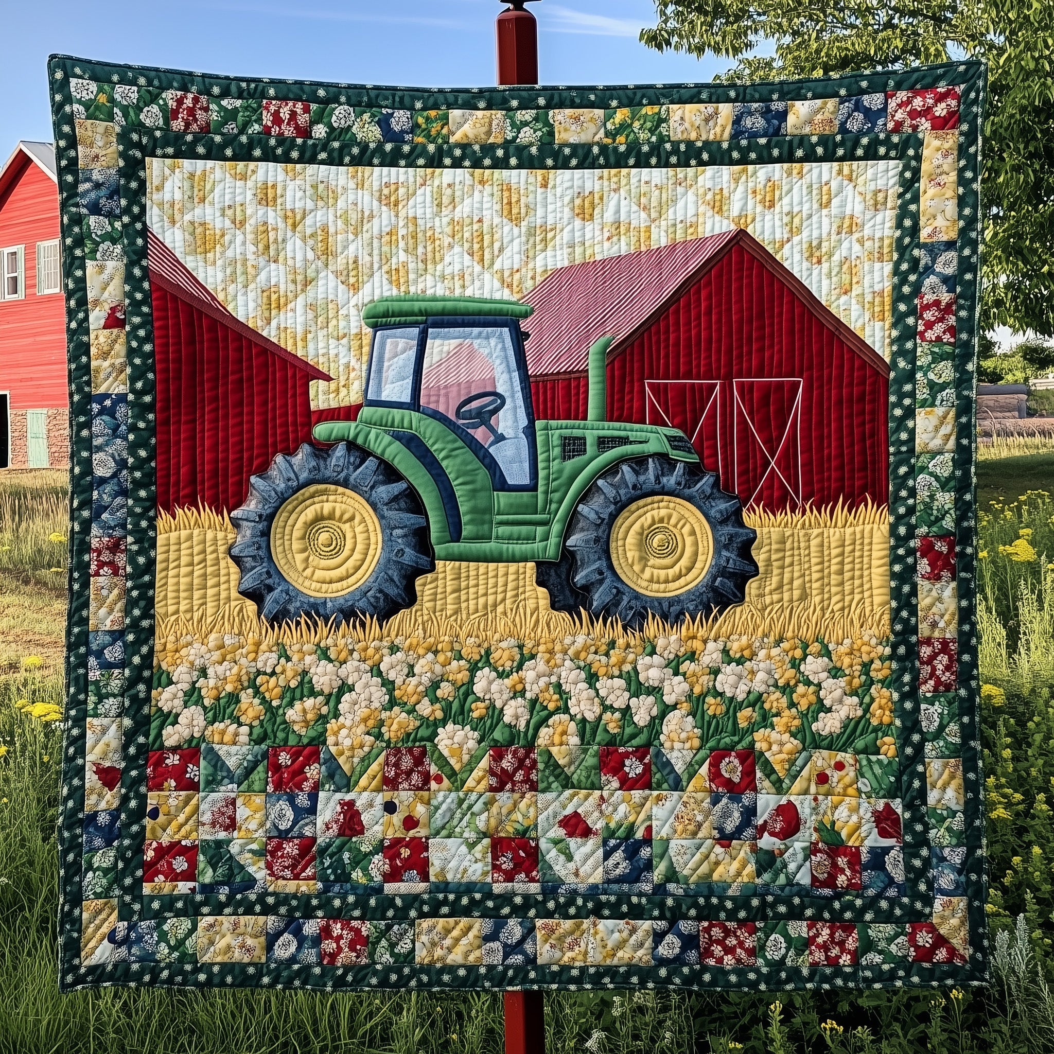 Rustic Rides Quilted Blanket Merchandise Throw BlanketTractor Presents For Adults