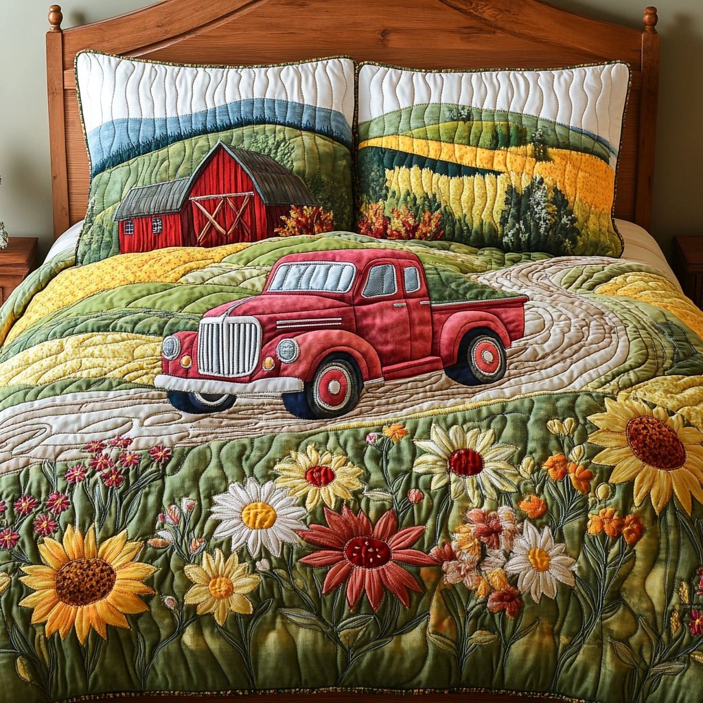 Rustic Roads Quilted Bedding Set Cozy Bedroom Decor Best Patriotic Gifts