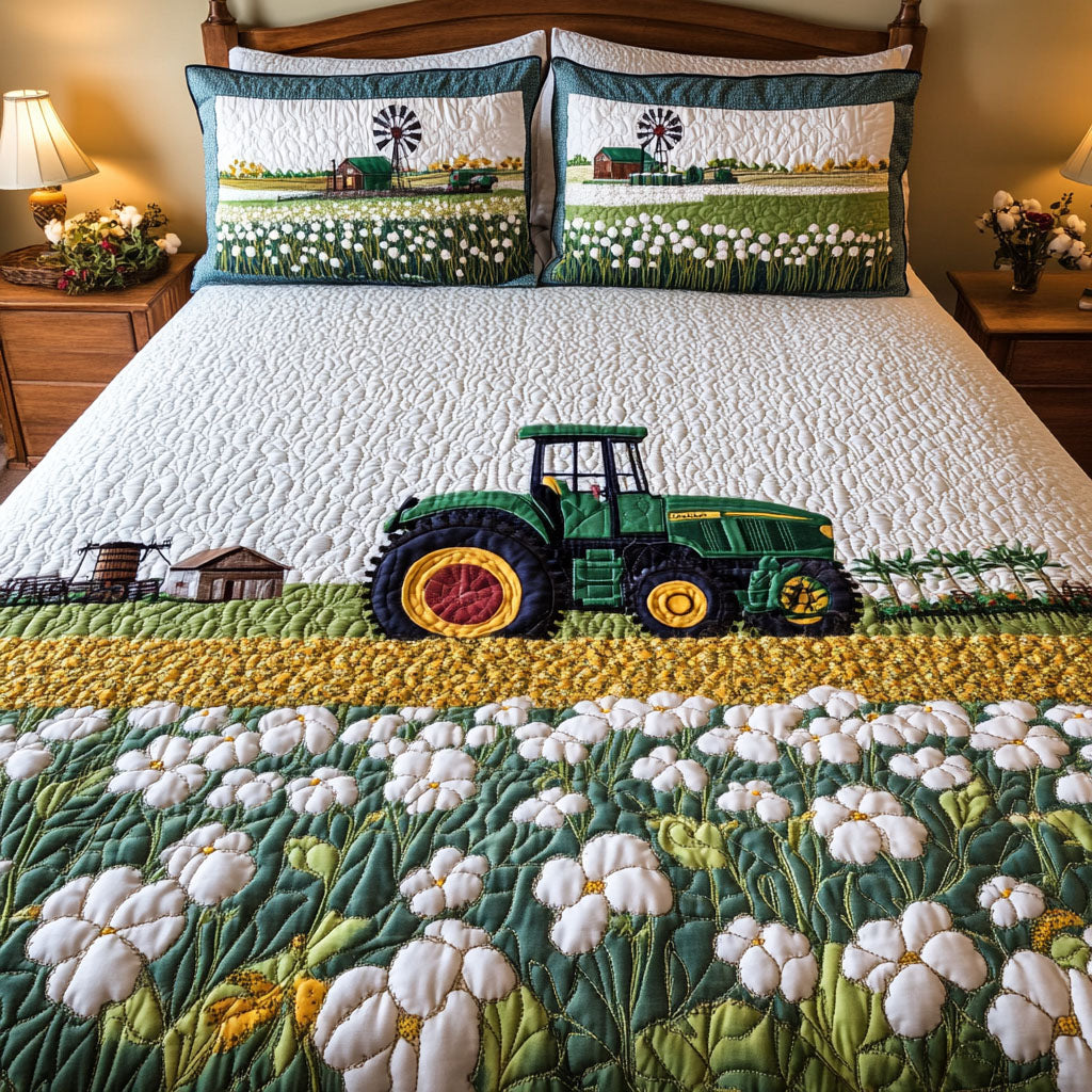 Rustic Roads Quilted Bedding Set Holiday Duvet Covers Tractor Gifts For Dad