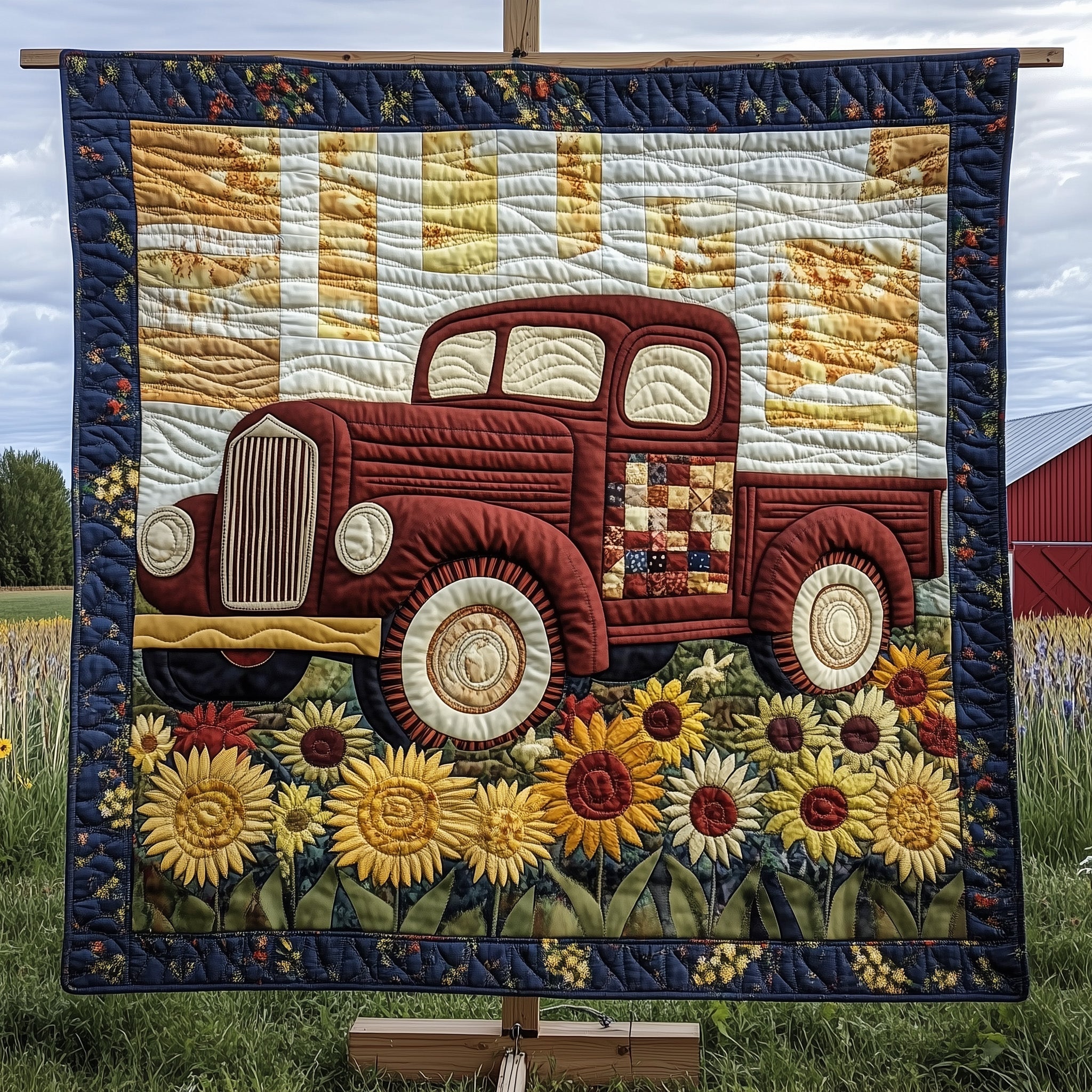 Rustic Roads Truck Quilted Blanket Merchandise Throw BlanketChristmas Presents For Dad From Daughter