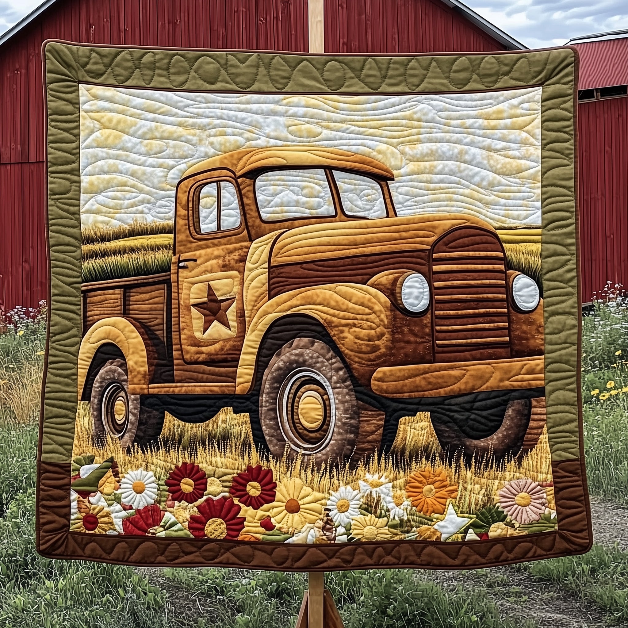 Rustic Roads Truck Quilted Blanket Merchandise Throw BlanketDaughter In Law Gift For Christmas