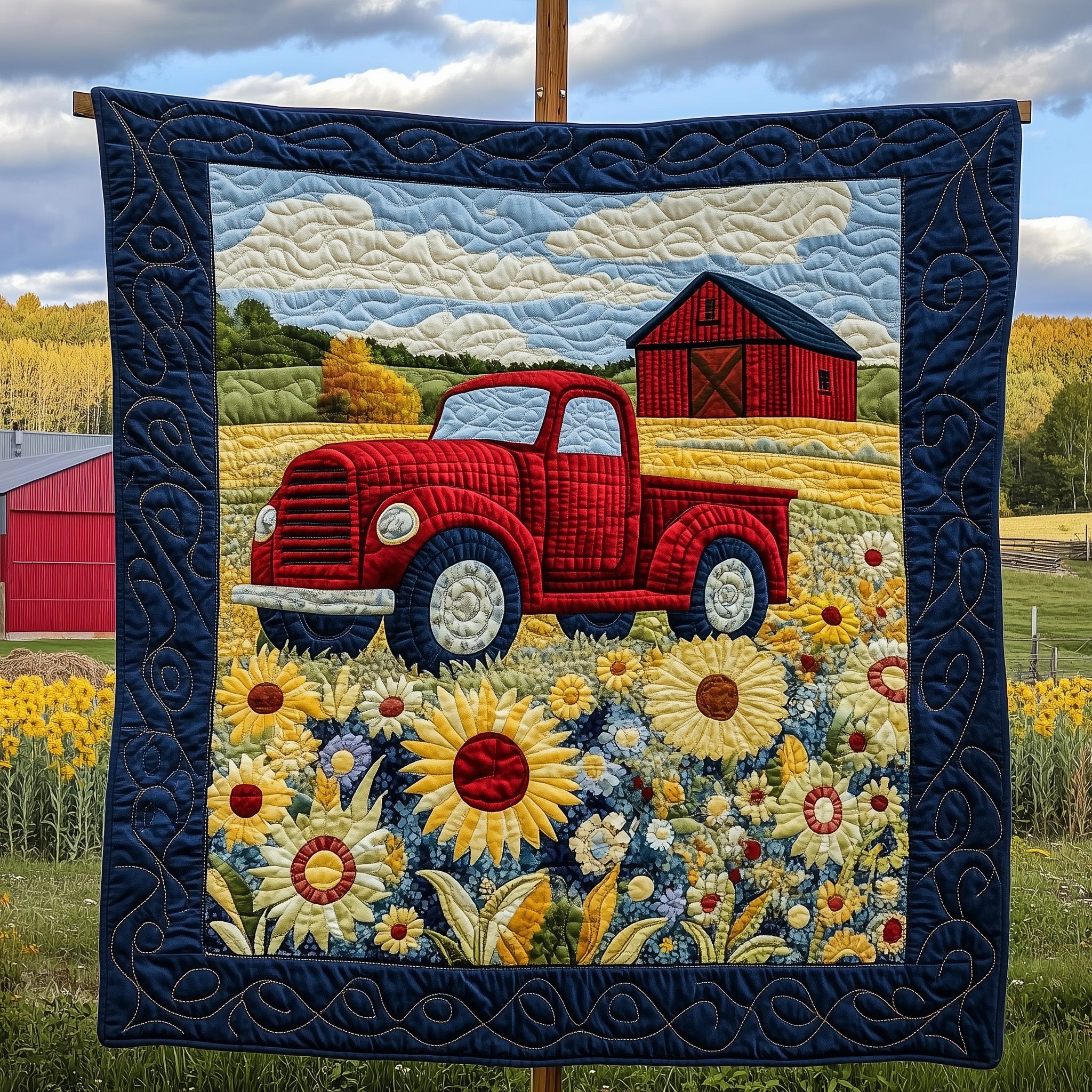 Rustic Roads Truck Quilted Blanket Merchandise Throw BlanketFather Daughter Christmas Gifts