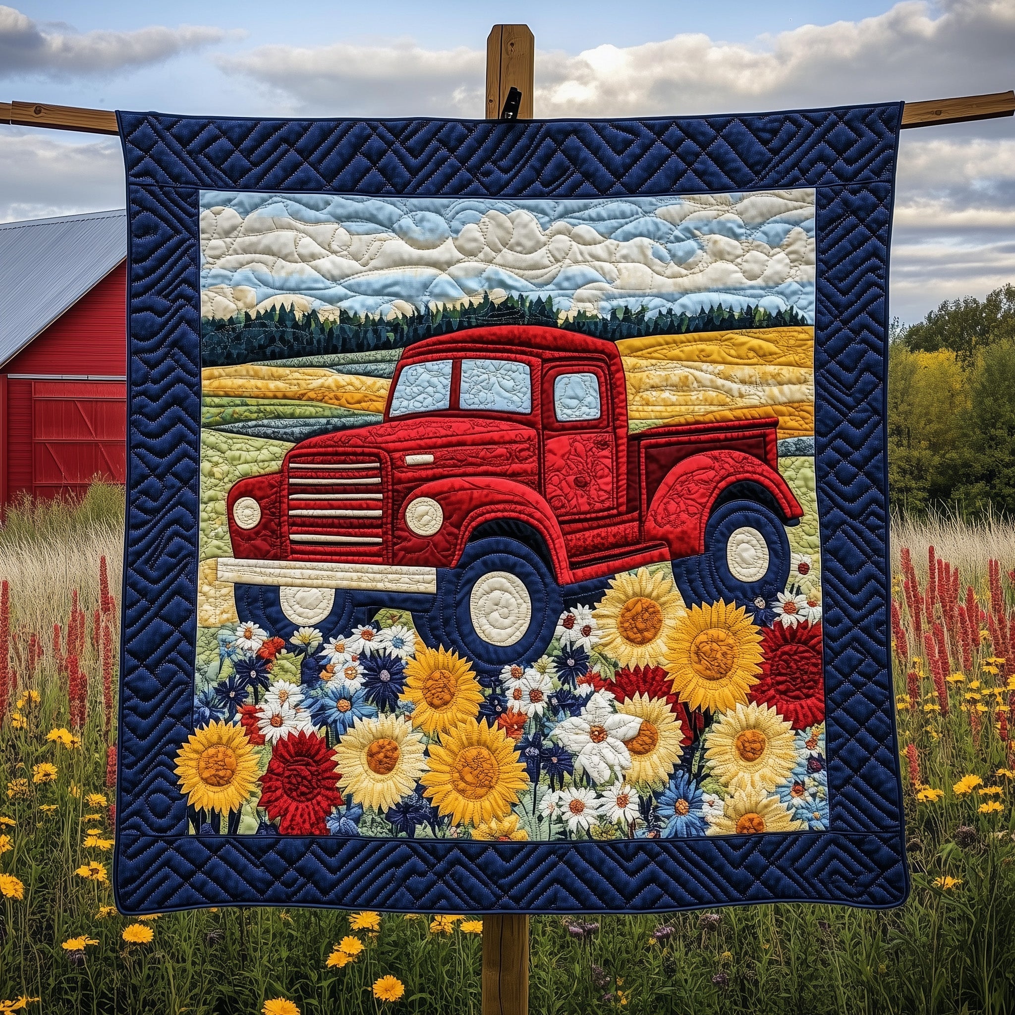 Rustic Roads Truck Quilted Blanket Merchandise Throw BlanketGifts For Mom Christmas From Daughter