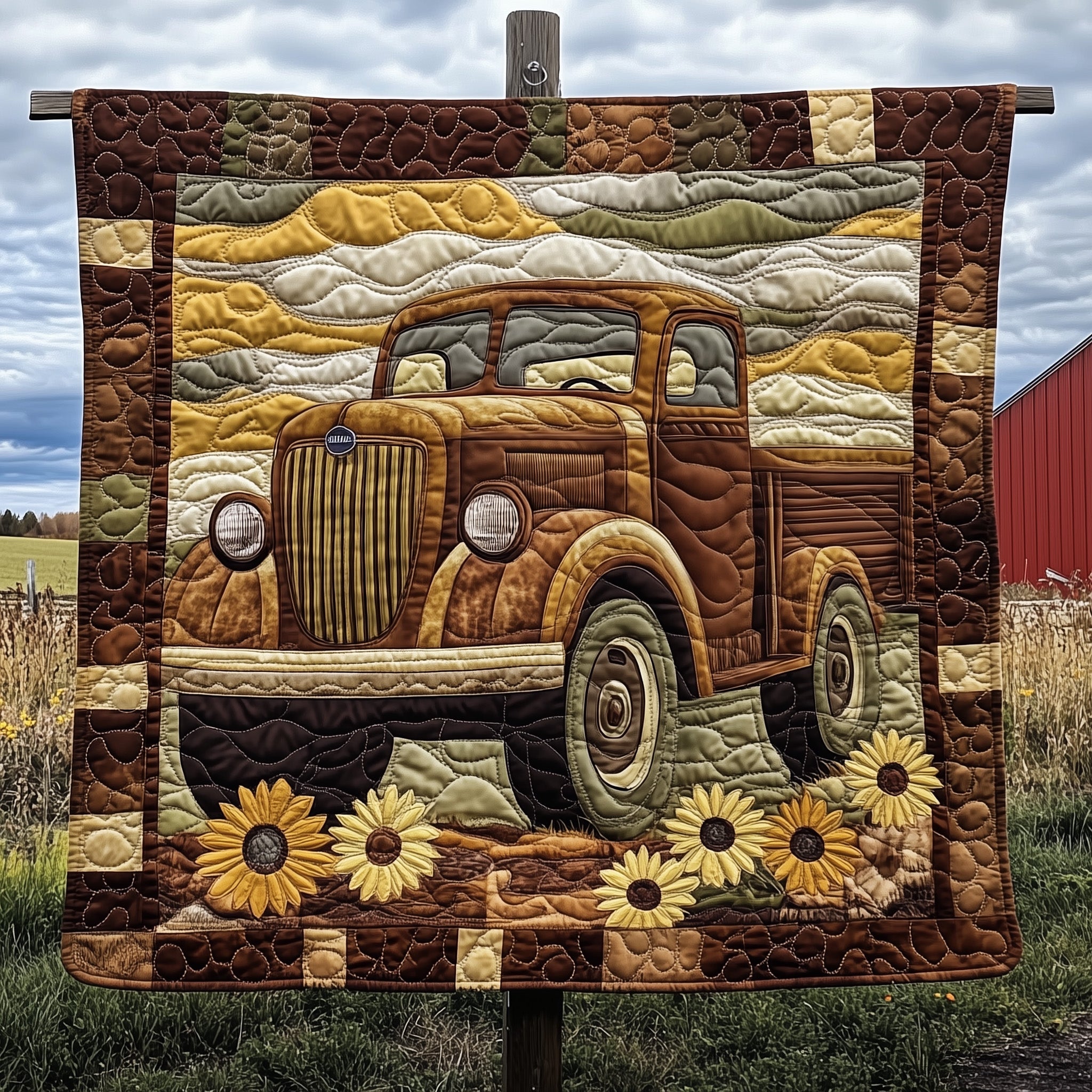 Rustic Roads Truck Quilted Blanket Merchandise Throw BlanketXmas Present For Daughter In Law